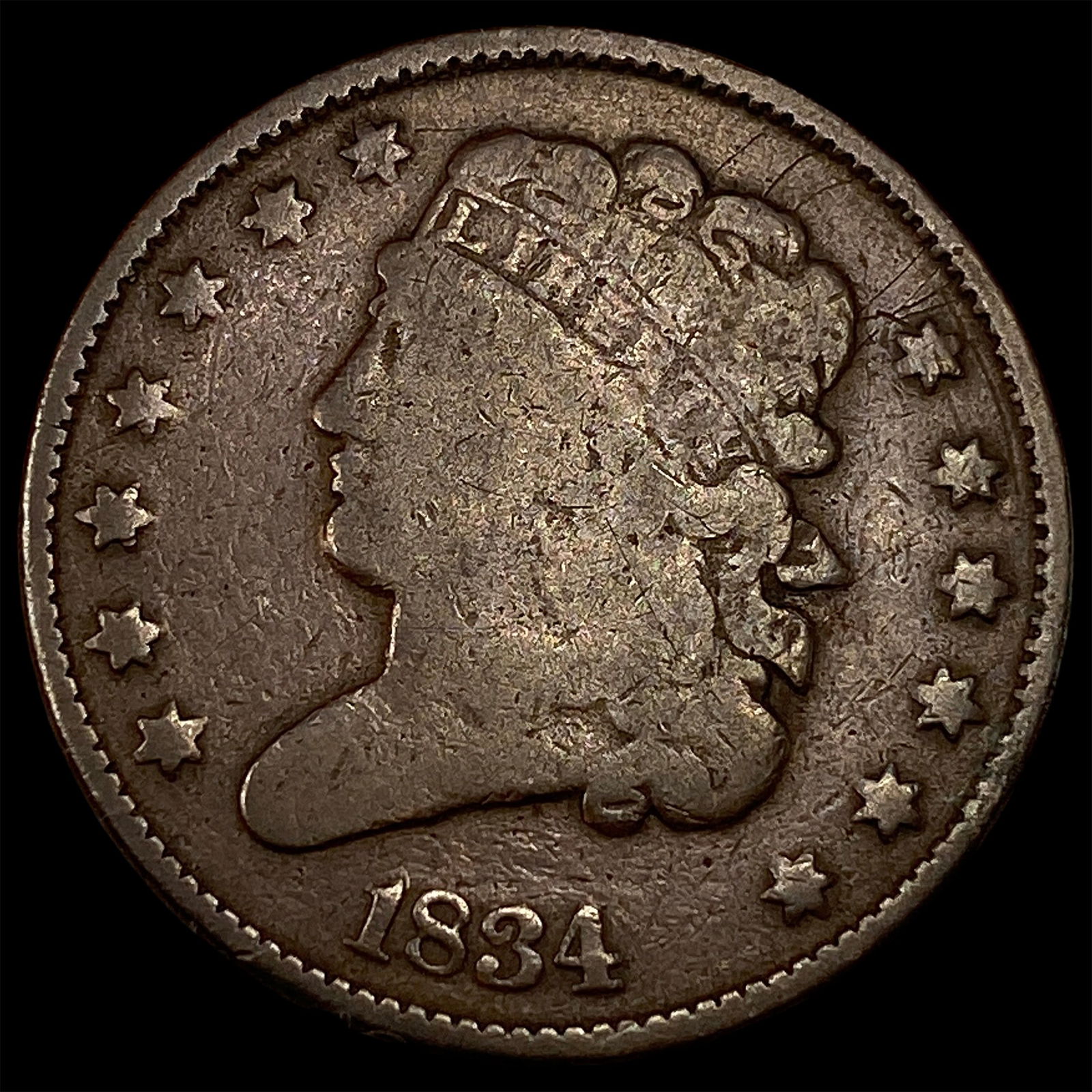 1834 Classic Head Half Cent NICELY CIRCULATED: 1834 Classic Head Half Cent NICELY CIRCULATED