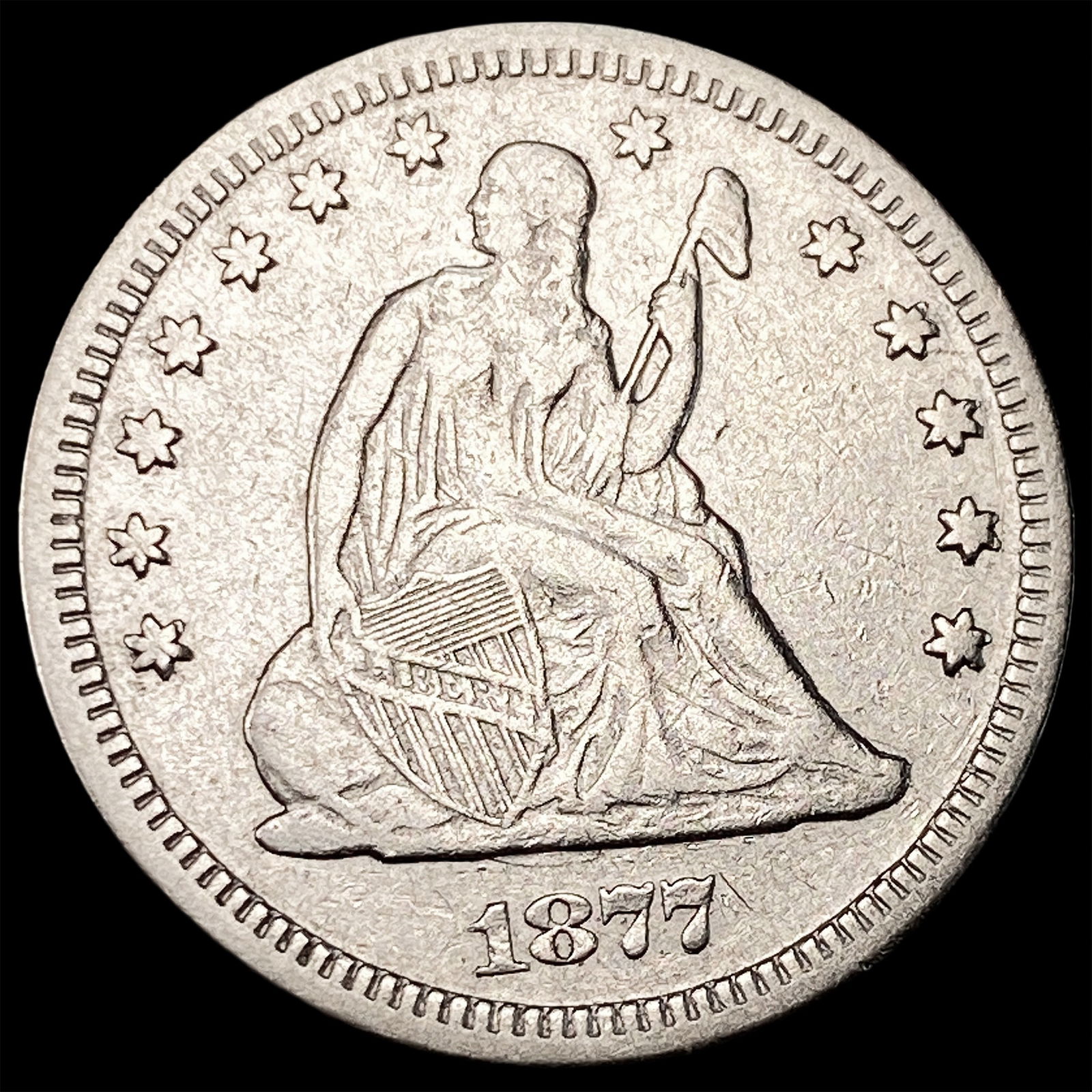 1877-S Silver Seated Liberty Quarter ABOUT UNCIRCULATED (1 of 2)