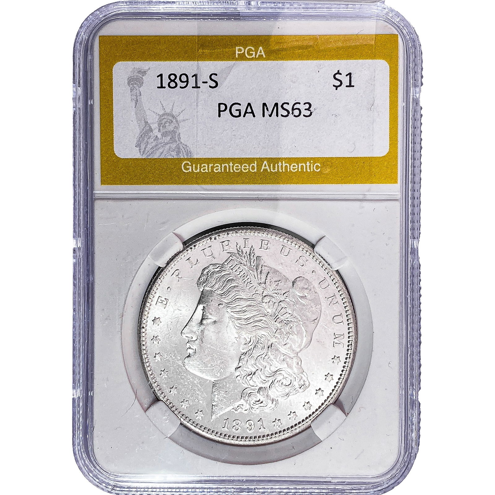 1891-S Morgan Silver Dollar PGA MS63: 1891-S Morgan Silver Dollar PGA MS63