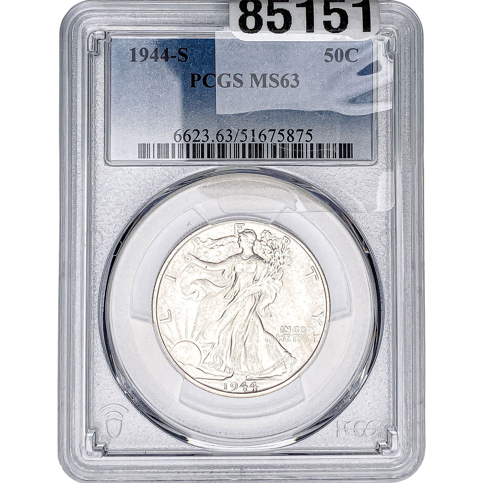 1944-S Walking Liberty Half Dollar PCGS MS63: 1944-S Walking Liberty Half Dollar PCGS MS63