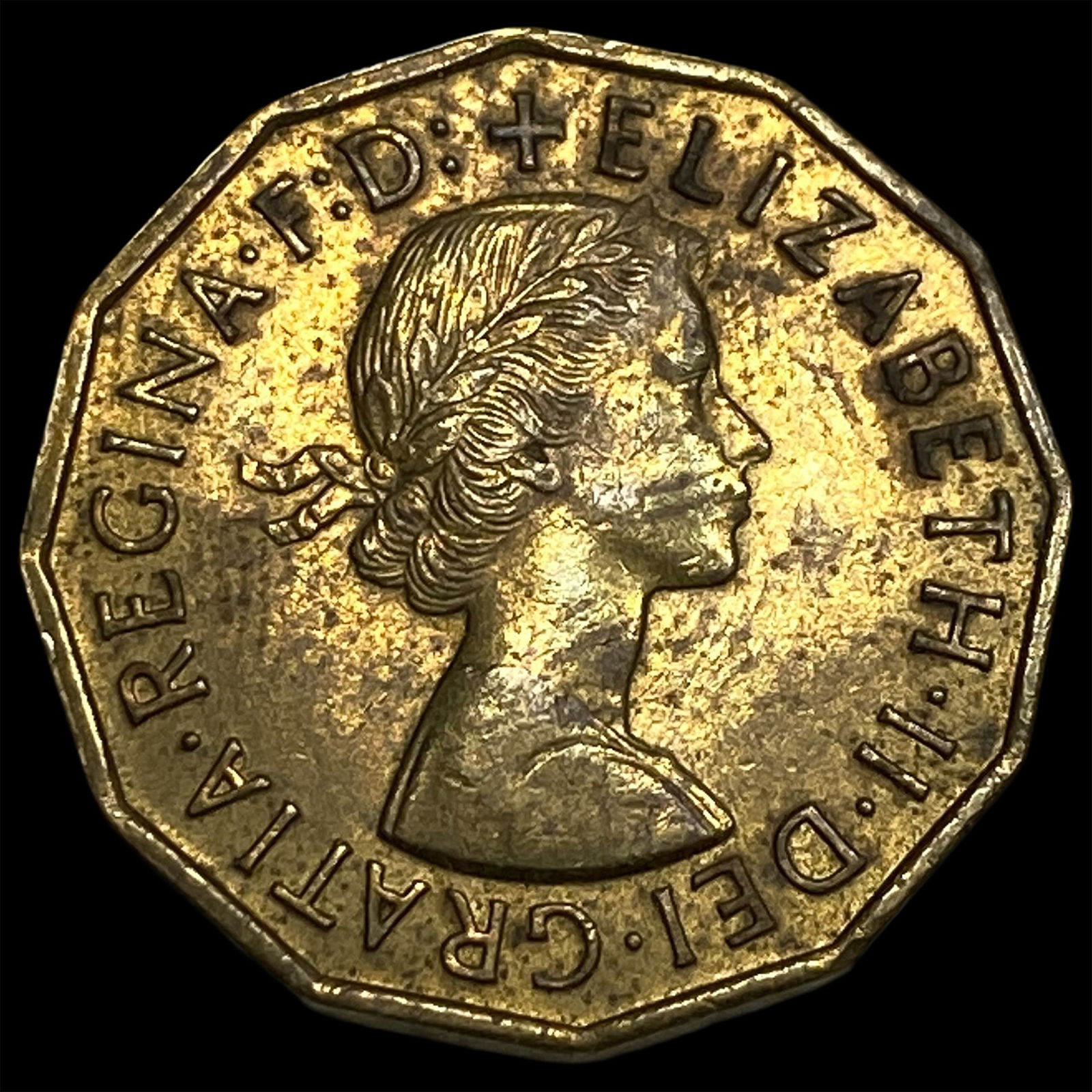 1954 Great Britain Nickel 3 Pence - Victoria NEARLY UNCIRCULATED: 1954 Great Britain Nickel 3 Pence - Victoria NEARLY UNCIRCULATED