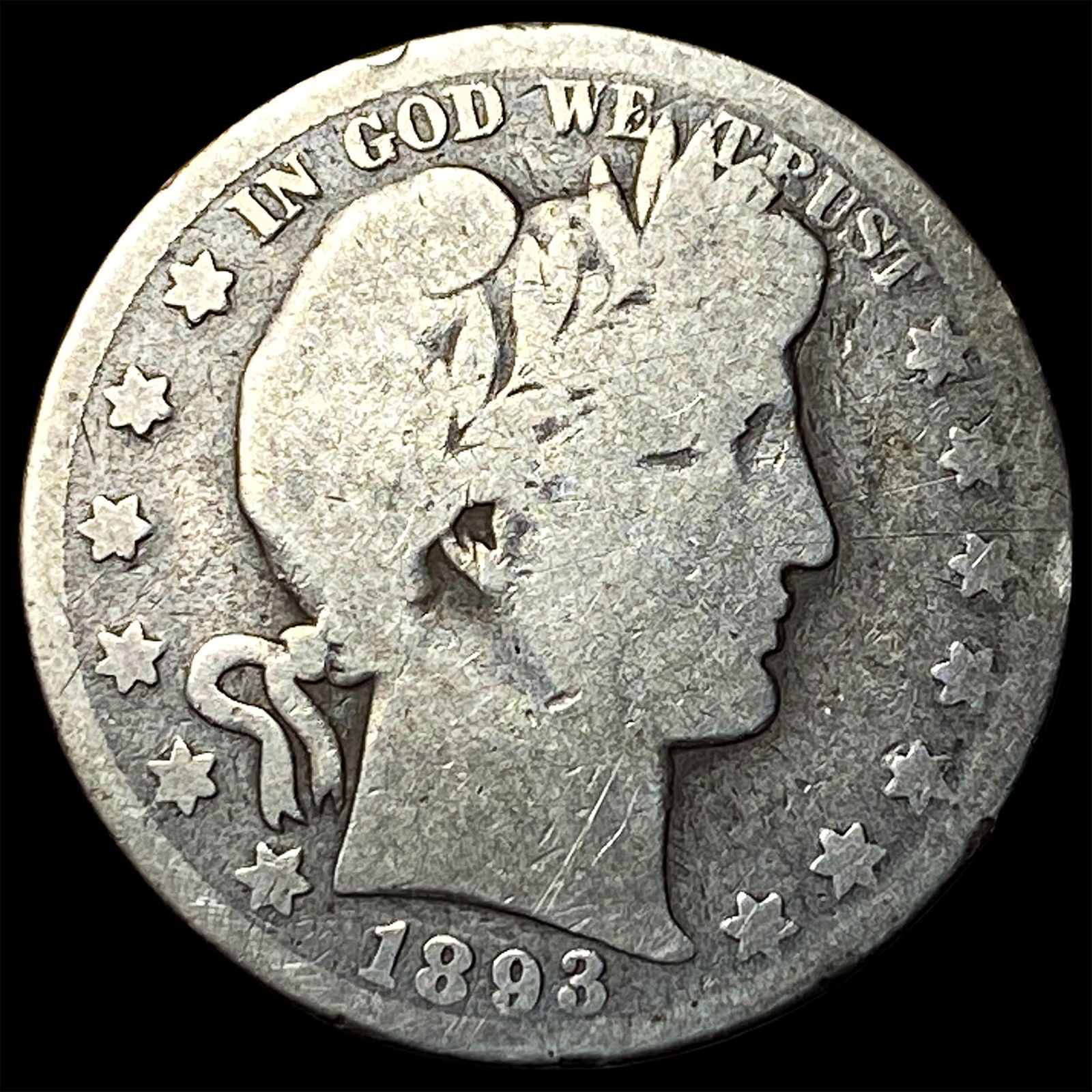 1893-O Silver Barber Half Dollar NICELY CIRCULATED: 1893-O Silver Barber Half Dollar NICELY CIRCULATED