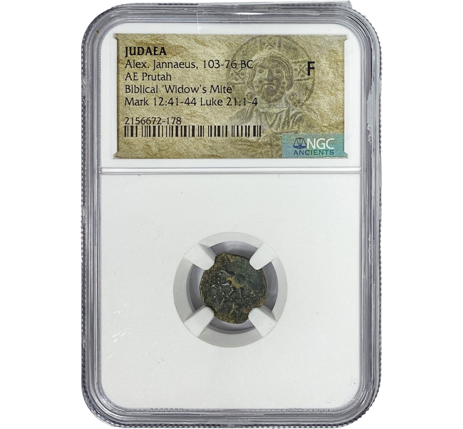 Judaea Alex Jannaeus 103-76 BC Bronze Prutah NGC F: Judaea Alex Jannaeus 103-76 BC Bronze Prutah NGC F
