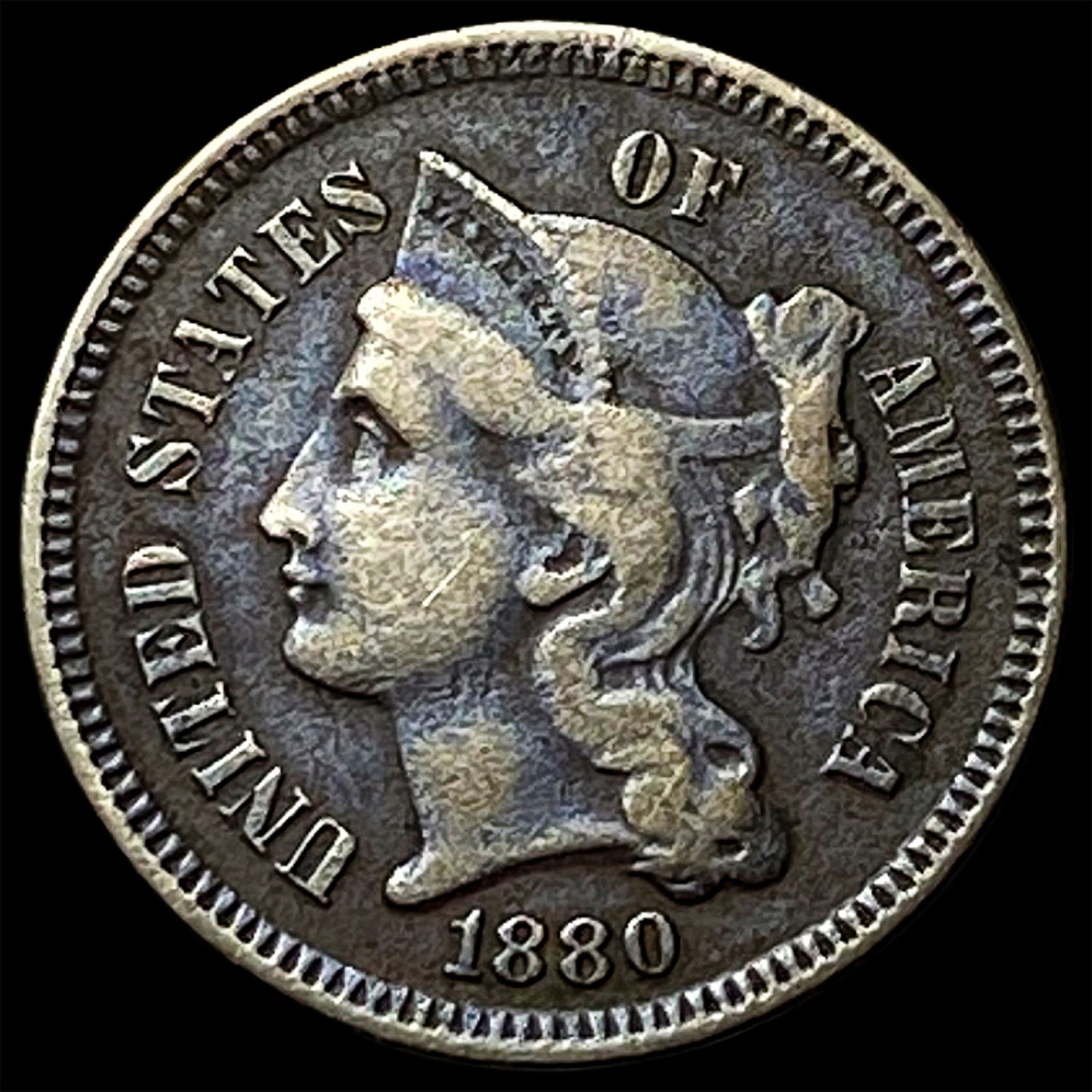 1880 Nickel Three-Cent Piece LIGHTLY CIRCULATED: 1880 Nickel Three-Cent Piece LIGHTLY CIRCULATED