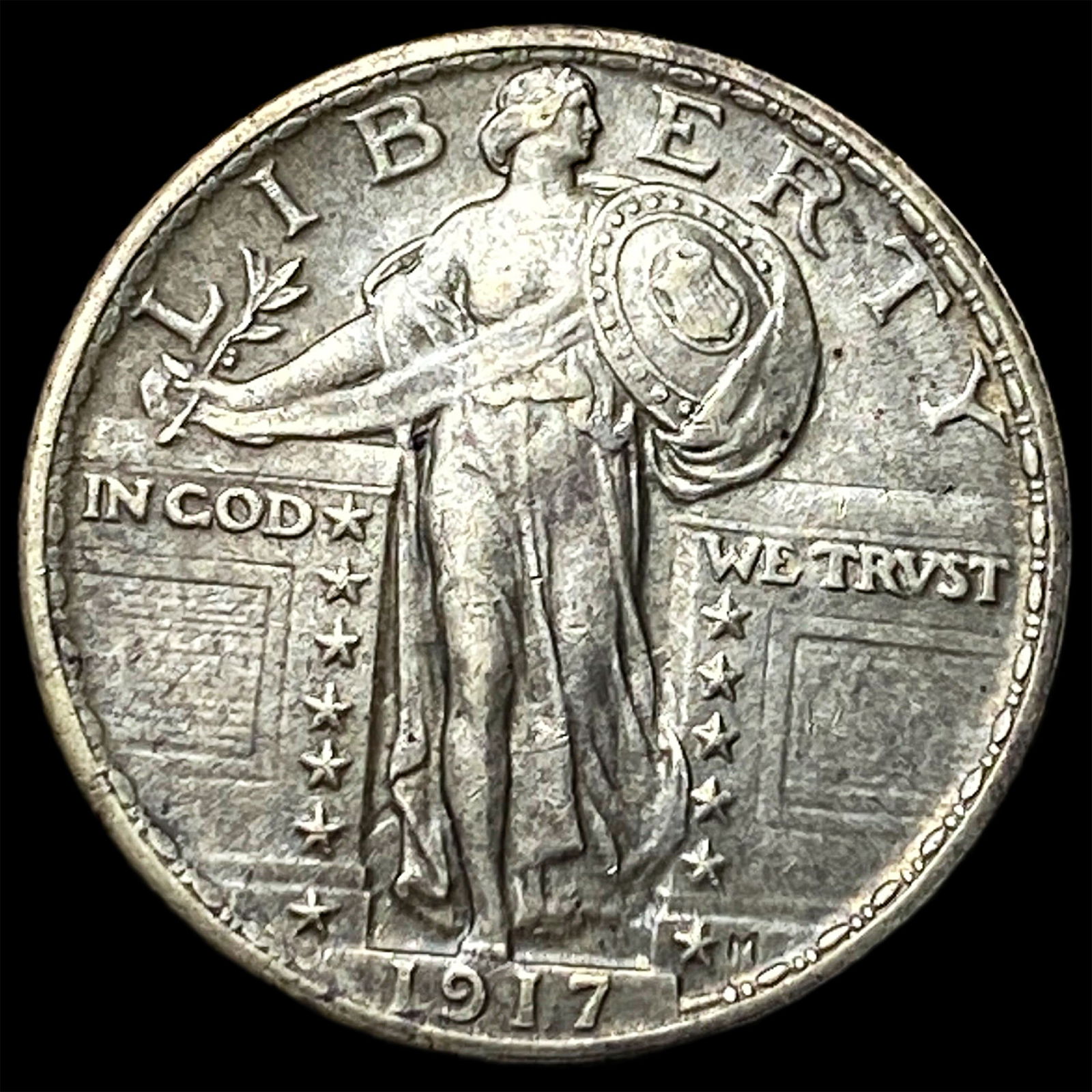 1917 Type 1 Standing Liberty Quarter CLOSELY UNCIRCULATED: 1917 Type 1 Standing Liberty Quarter CLOSELY UNCIRCULATED