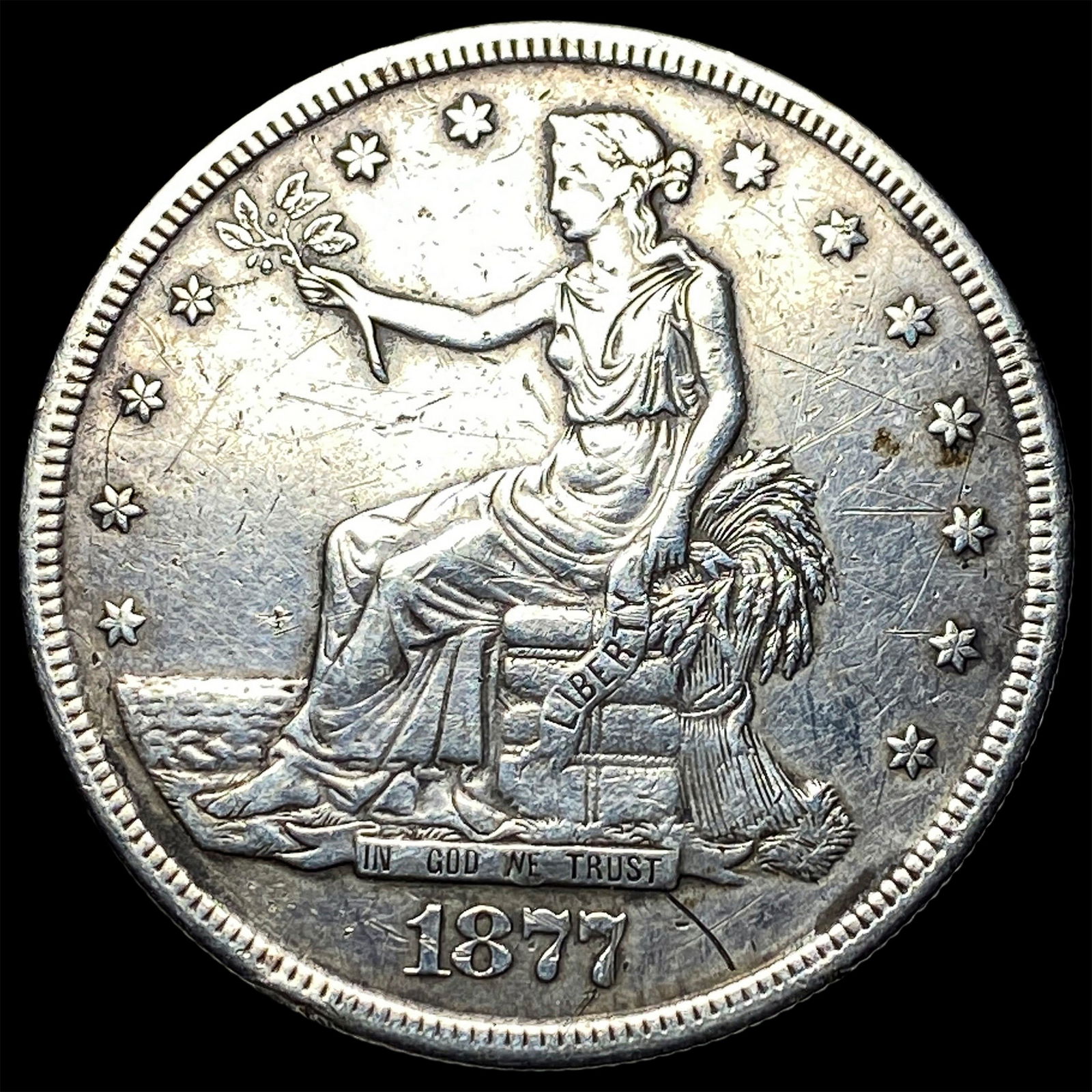 1877-S Silver Trade Dollar NEARLY UNCIRCULATED: 1877-S Silver Trade Dollar NEARLY UNCIRCULATED