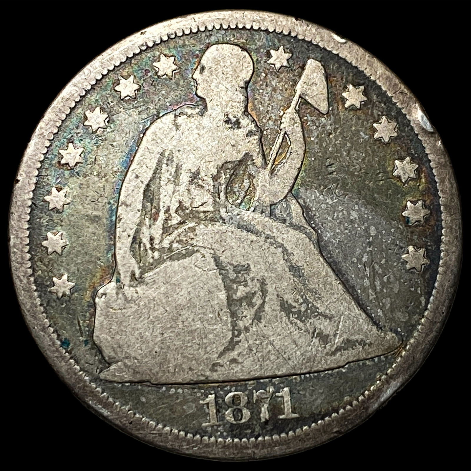 1871 Silver Seated Liberty Dollar LIGHTLY CIRCULATED: 1871 Silver Seated Liberty Dollar LIGHTLY CIRCULATED