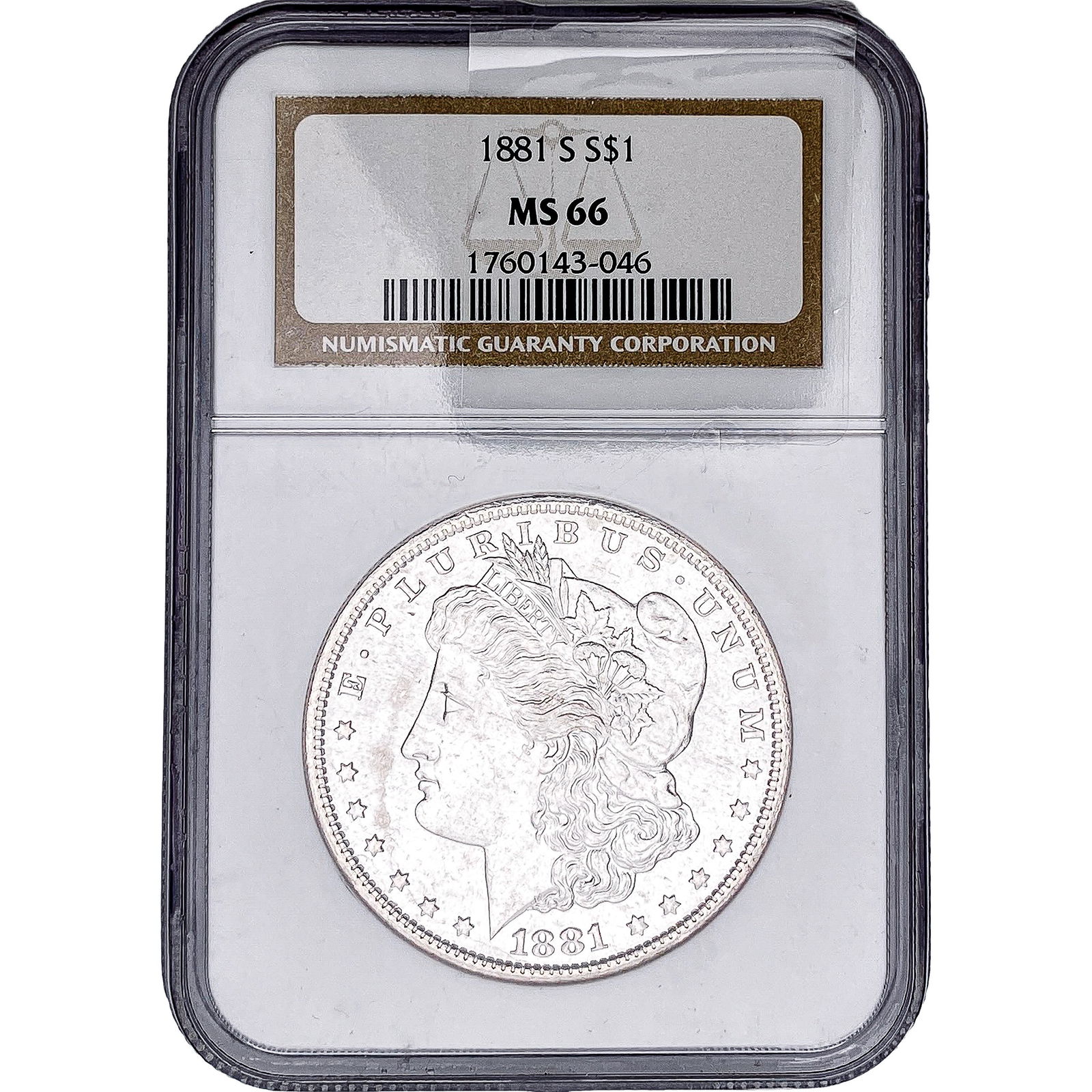 1881-S Morgan Silver Dollar NGC MS66: 1881-S Morgan Silver Dollar NGC MS66