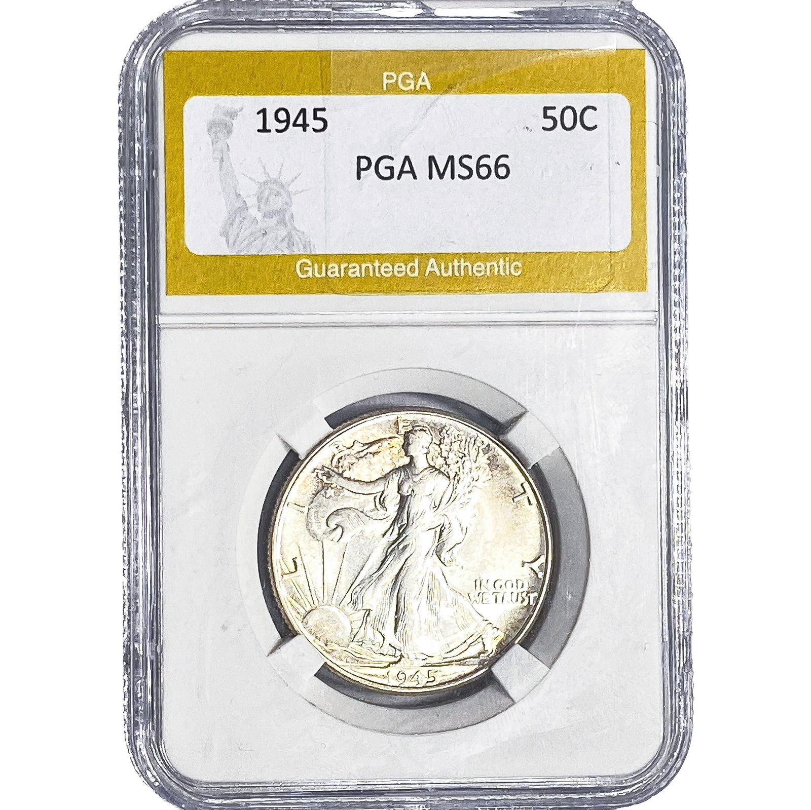 1945 Walking Liberty Half Dollar PGA MS66: 1945 Walking Liberty Half Dollar PGA MS66
