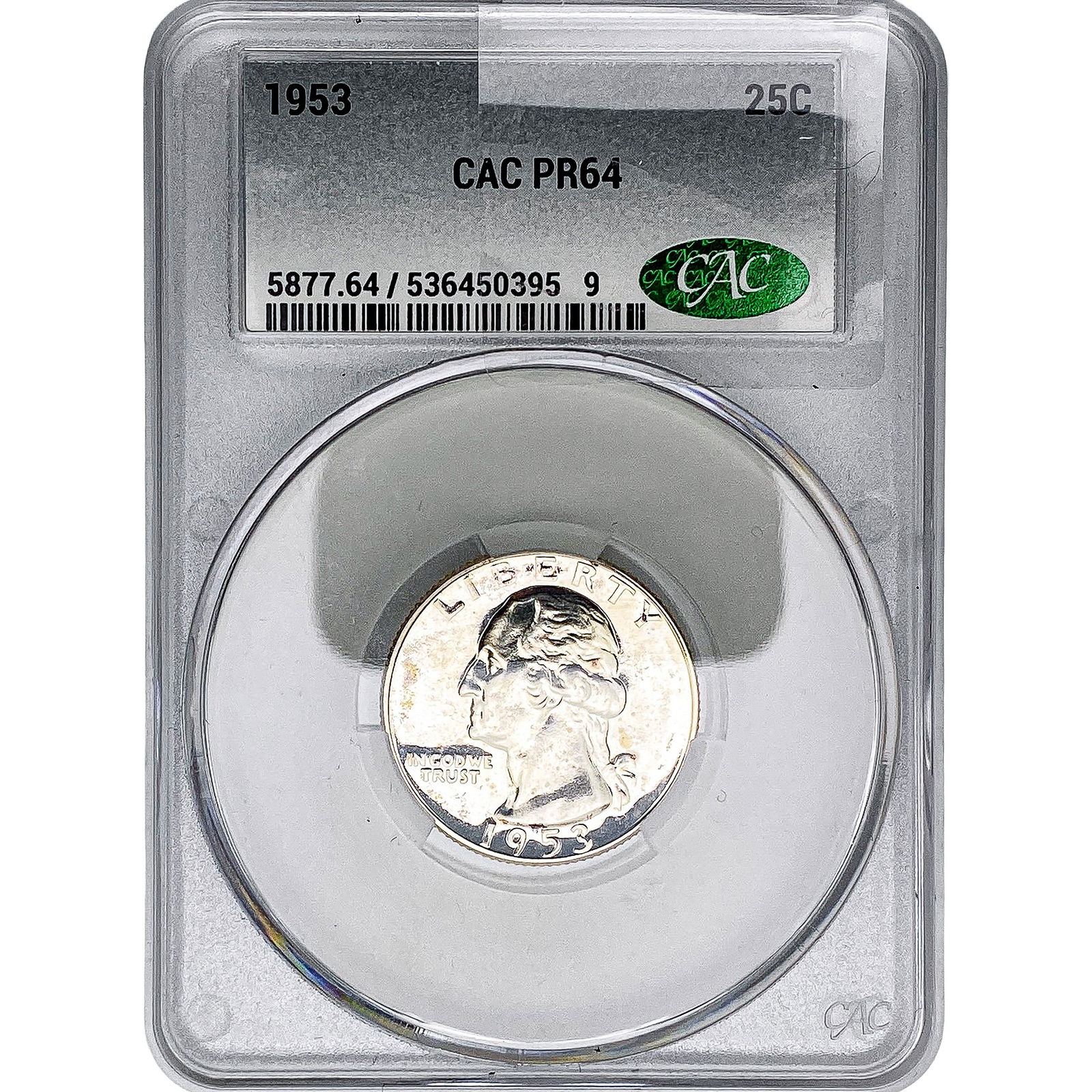 1953 Washington Silver Quarter CAC PR64: 1953 Washington Silver Quarter CAC PR64