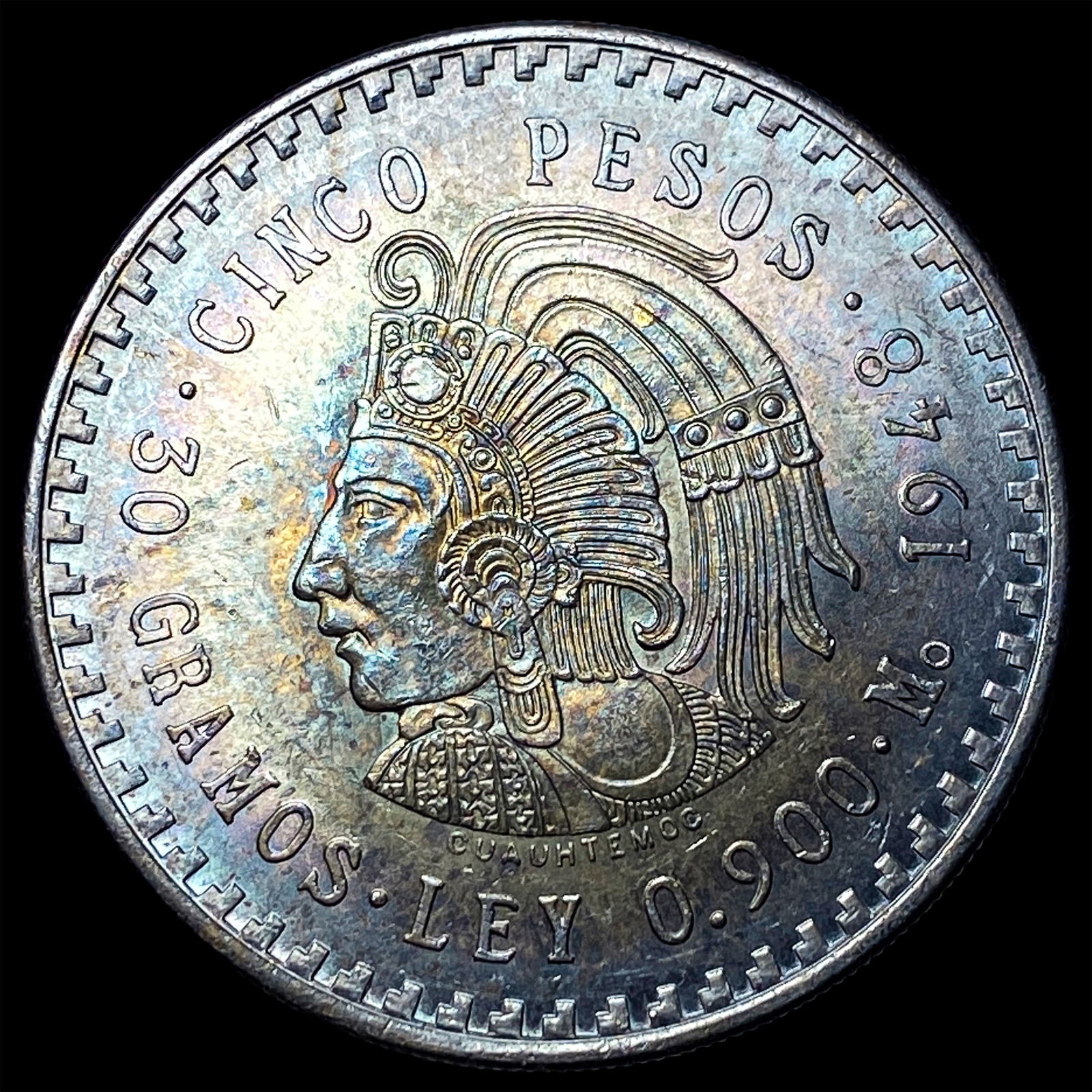 1948 Mexico Silver 5 Pesos SUPERB GEM BU: 1948 Mexico Silver 5 Pesos SUPERB GEM BU