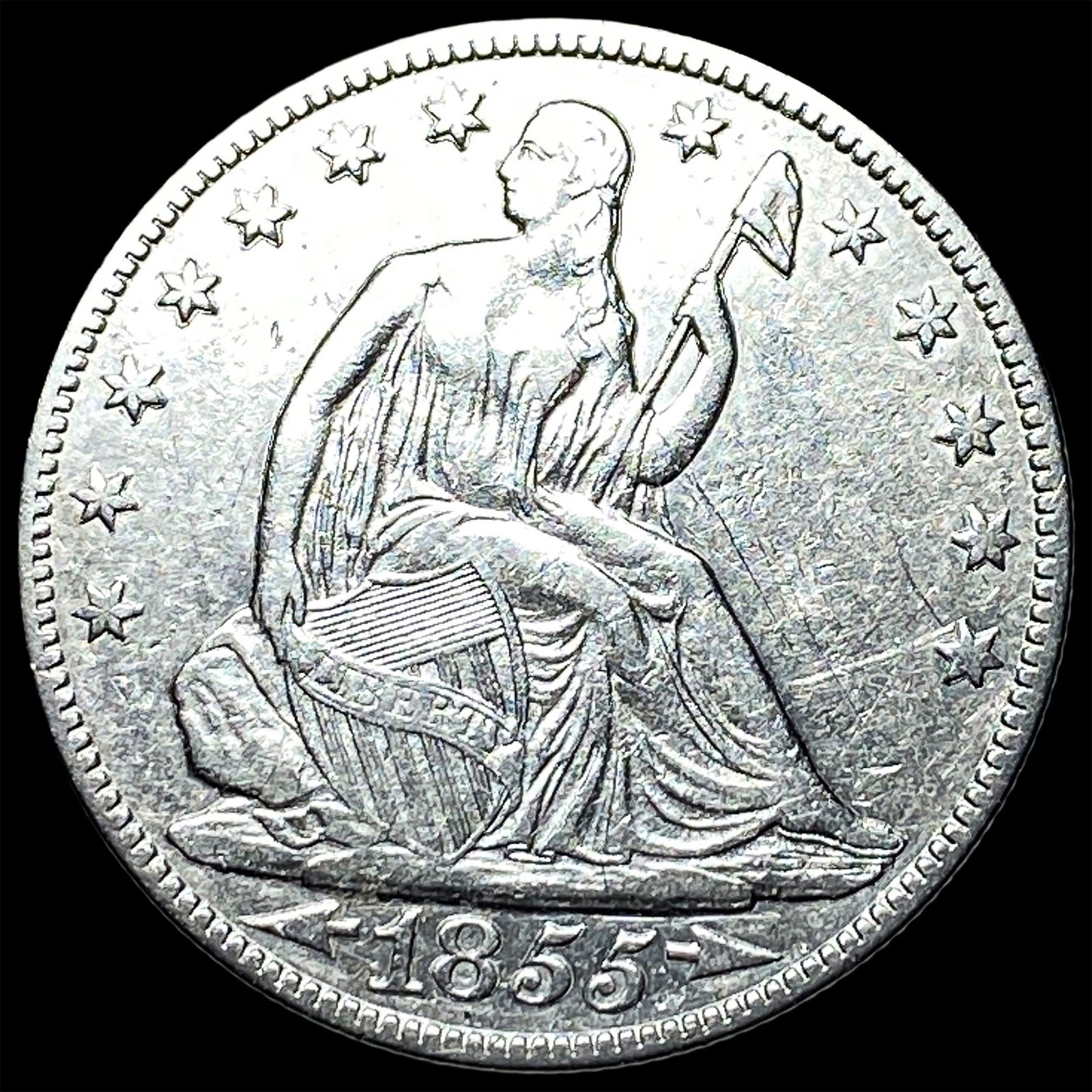 1855-O Silver Half Dollar NEARLY UNCIRCULATED: 1855-O Silver Half Dollar NEARLY UNCIRCULATED