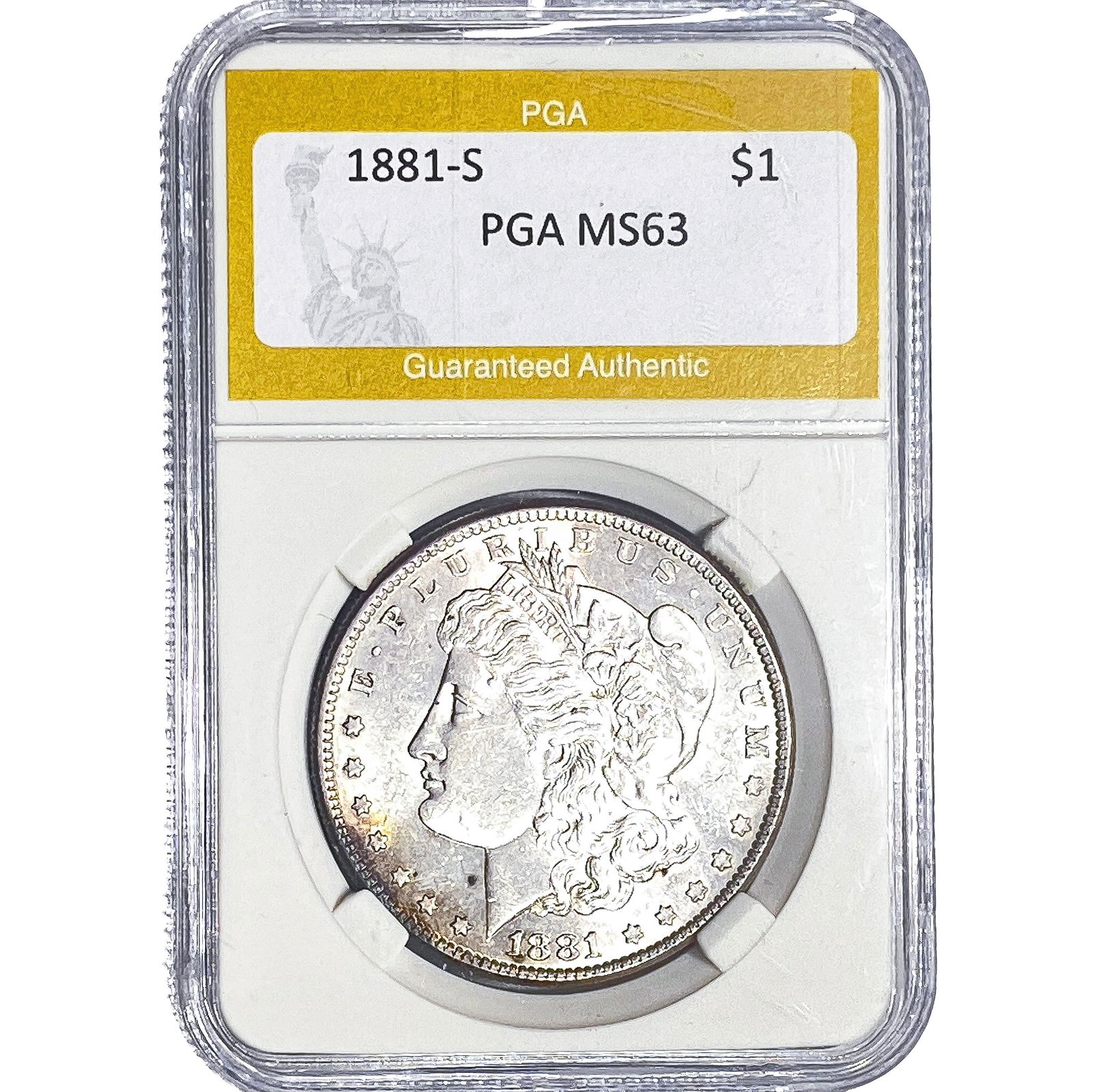 1881-S Morgan Silver Dollar PGA MS63: 1881-S Morgan Silver Dollar PGA MS63