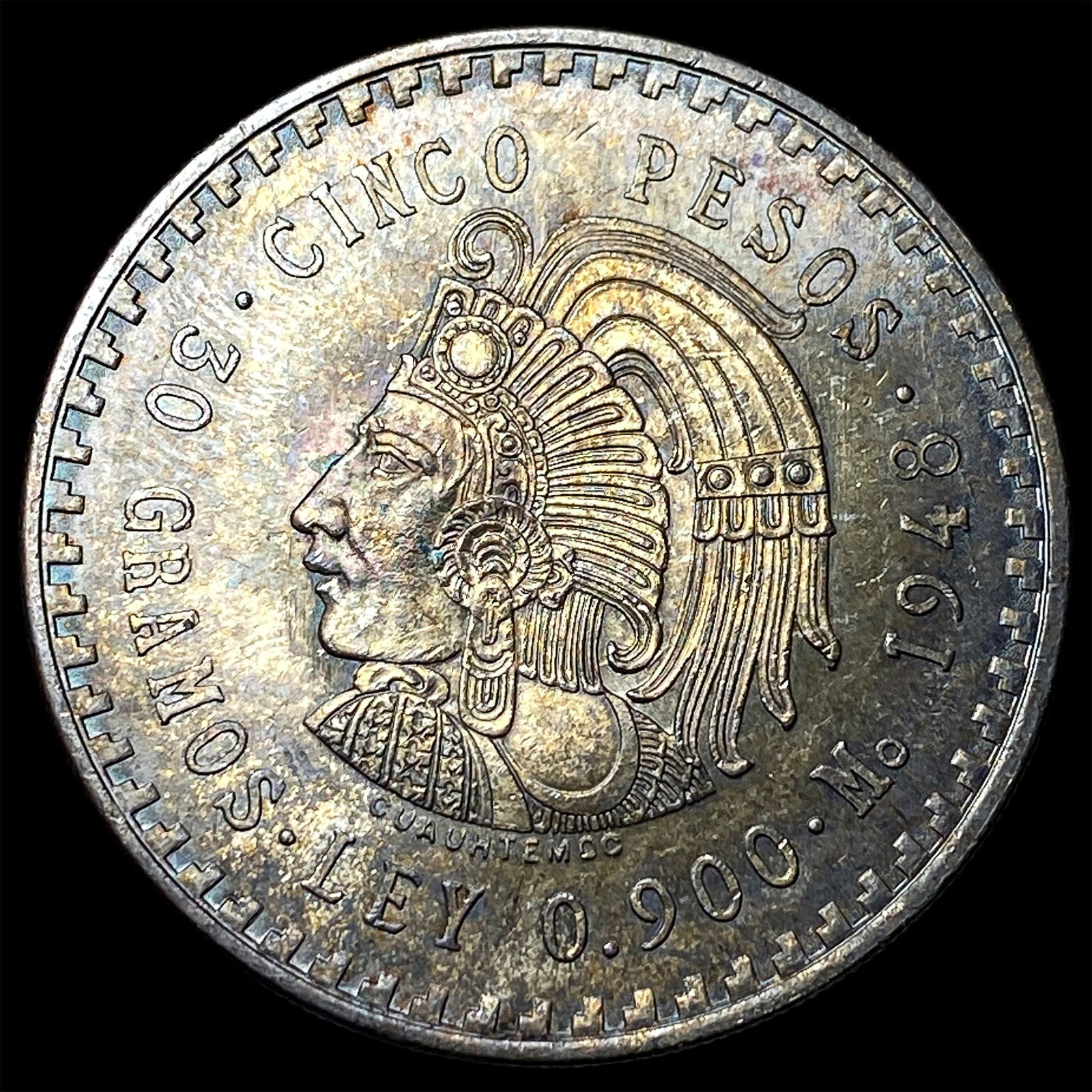1948 Silver 5 Pesos Mexico CuauhtÃƒÂ©moc SUPERB GEM BU (1 of 2)