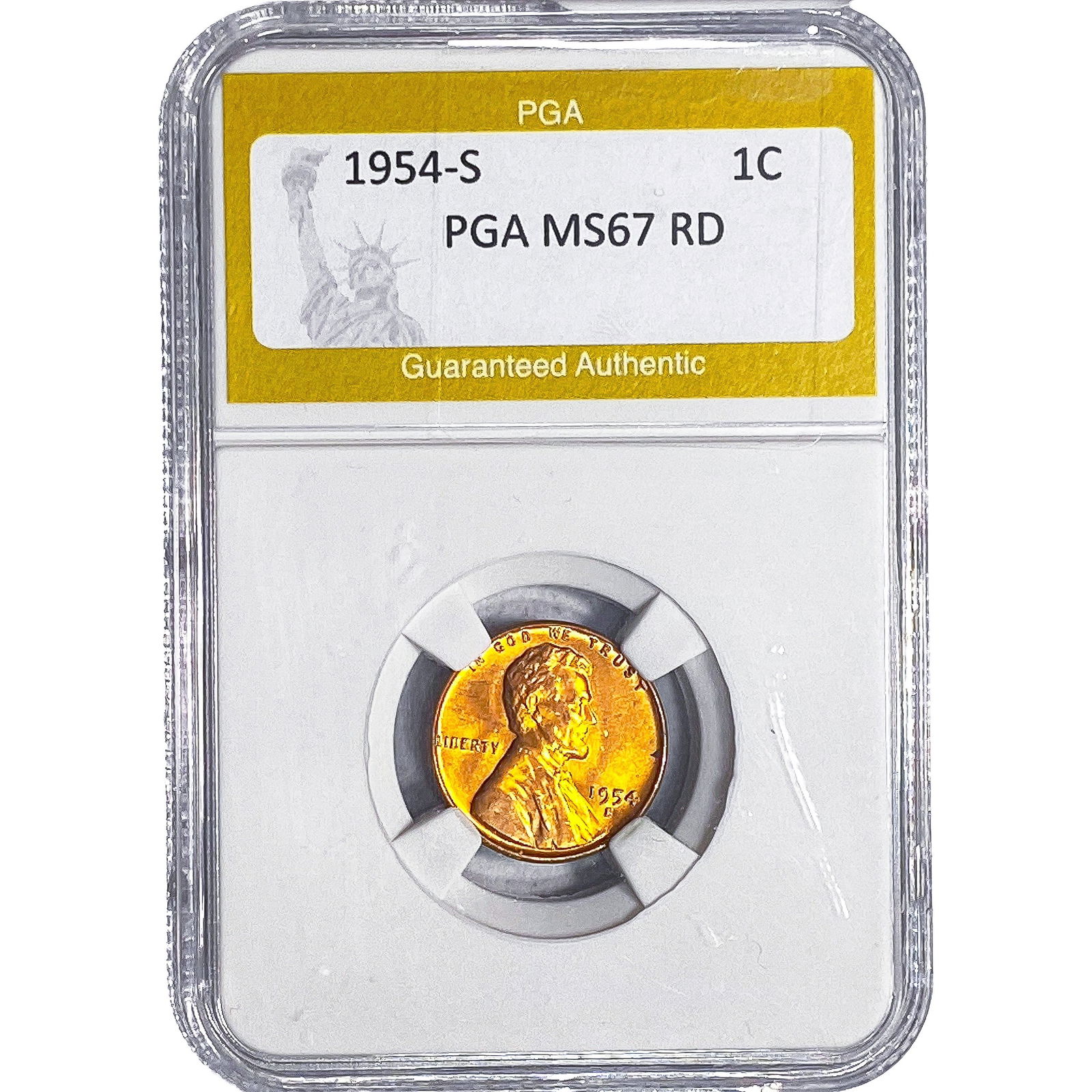 1954-S Wheat Cent PGA MS67 RD: 1954-S Wheat Cent PGA MS67 RD
