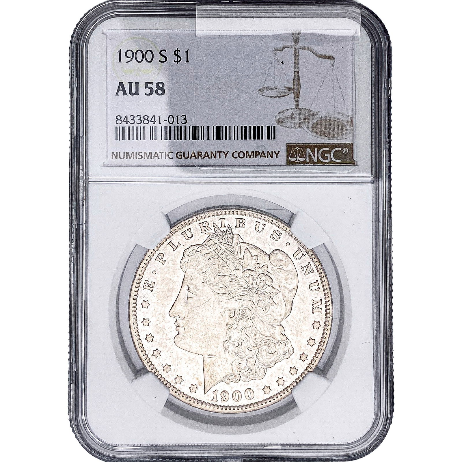 1900-S Morgan Silver Dollar NGC AU58: 1900-S Morgan Silver Dollar NGC AU58