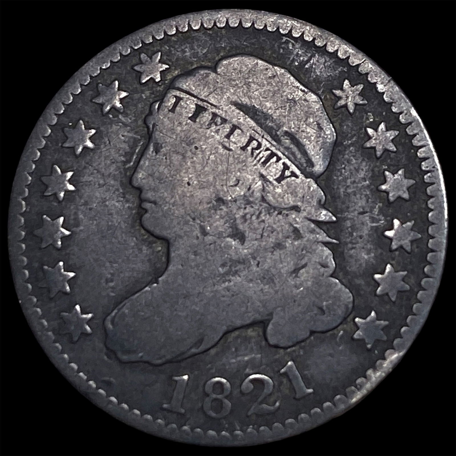 1821 Capped Bust Dime NICELY CIRCULATED: 1821 Capped Bust Dime NICELY CIRCULATED