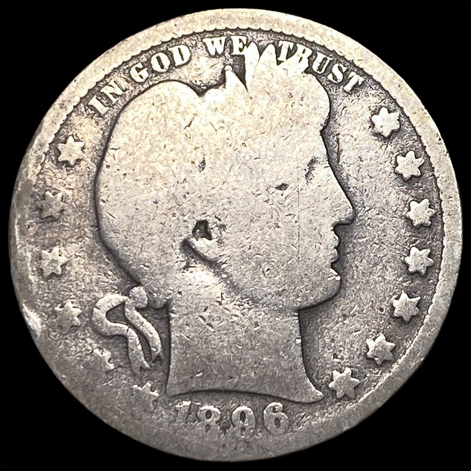 1896 Barber Quarter NICELY CIRCULATED: 1896 Barber Quarter NICELY CIRCULATED