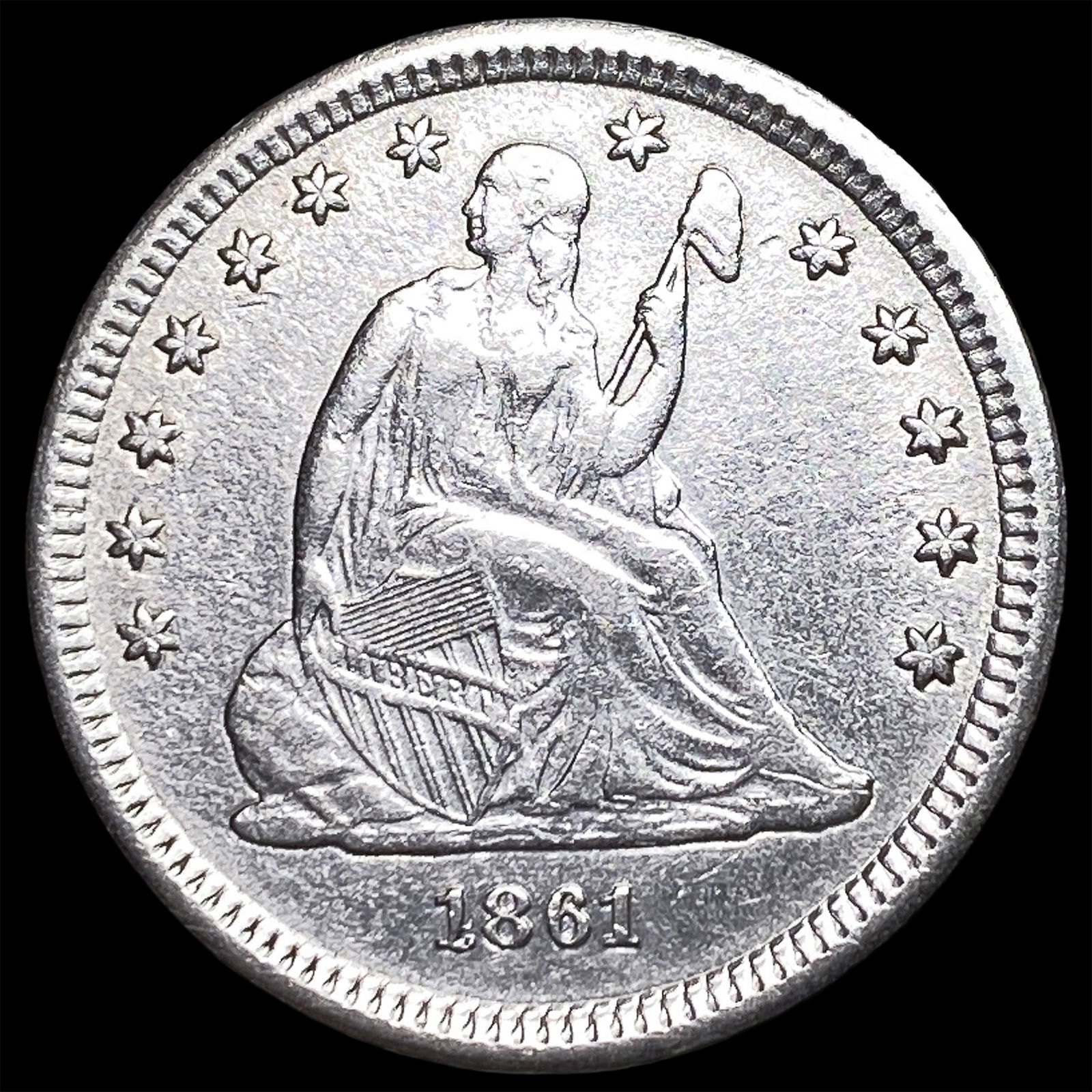 1861 Seated Liberty Quarter CHOICE AU: 1861 Seated Liberty Quarter CHOICE AU