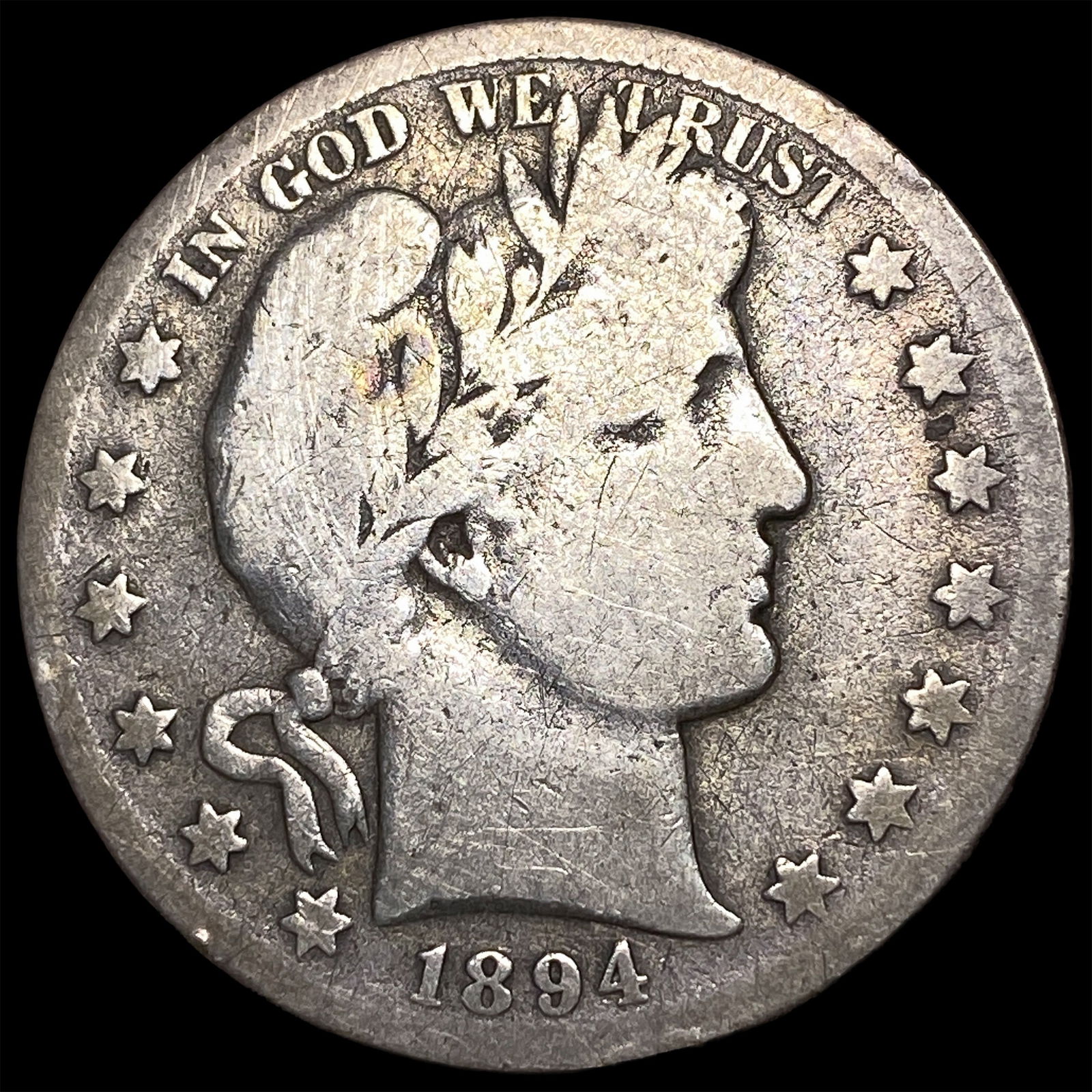 1894-S Silver Barber Half Dollar NICELY CIRCULATED: 1894-S Silver Barber Half Dollar NICELY CIRCULATED