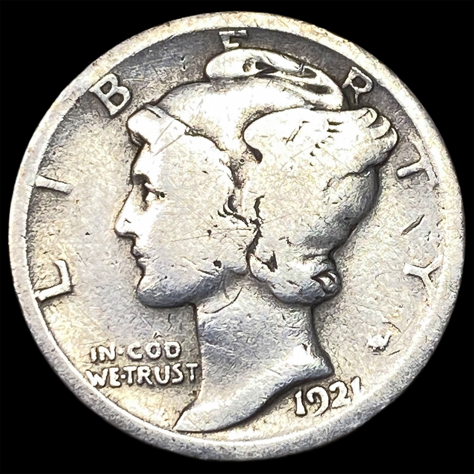 1921 Silver Mercury Dime LIGHTLY CIRCULATED: 1921 Silver Mercury Dime LIGHTLY CIRCULATED