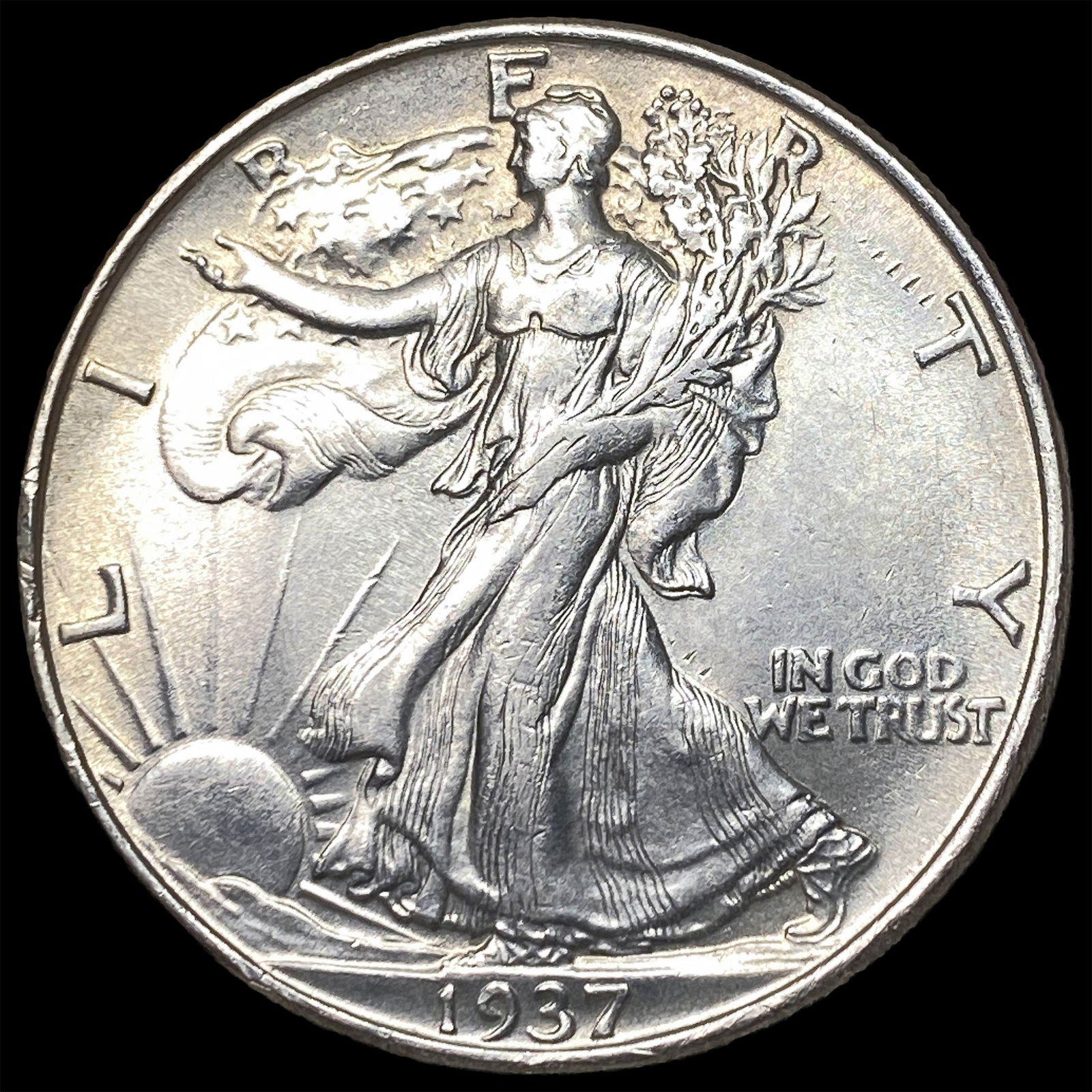 1937-S Silver Walking Liberty Half Dollar NICELY CIRCULATED: 1937-S Silver Walking Liberty Half Dollar NICELY CIRCULATED