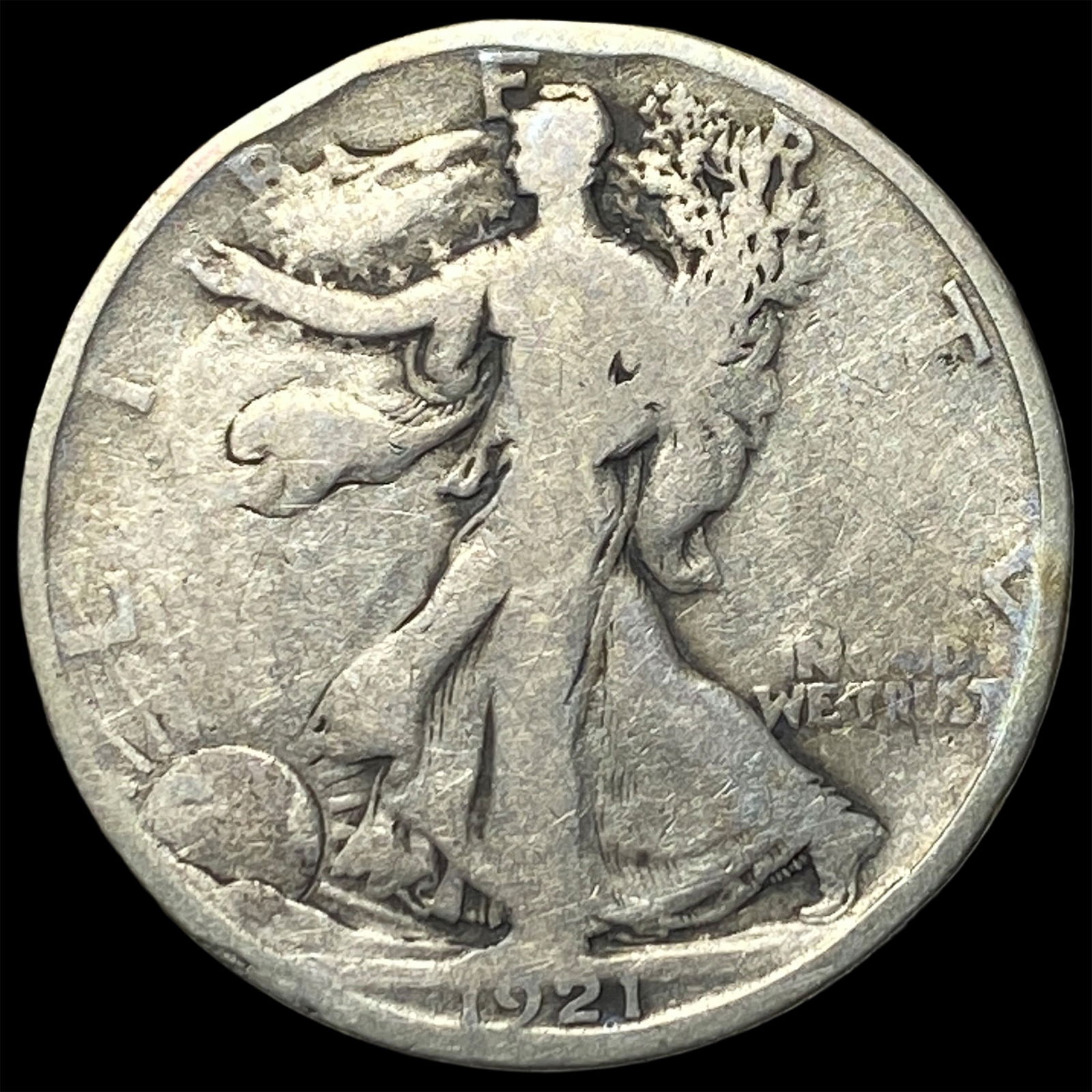 1921-D Silver Walking Liberty Half Dollar NICELY CIRCULATED (1 of 2)