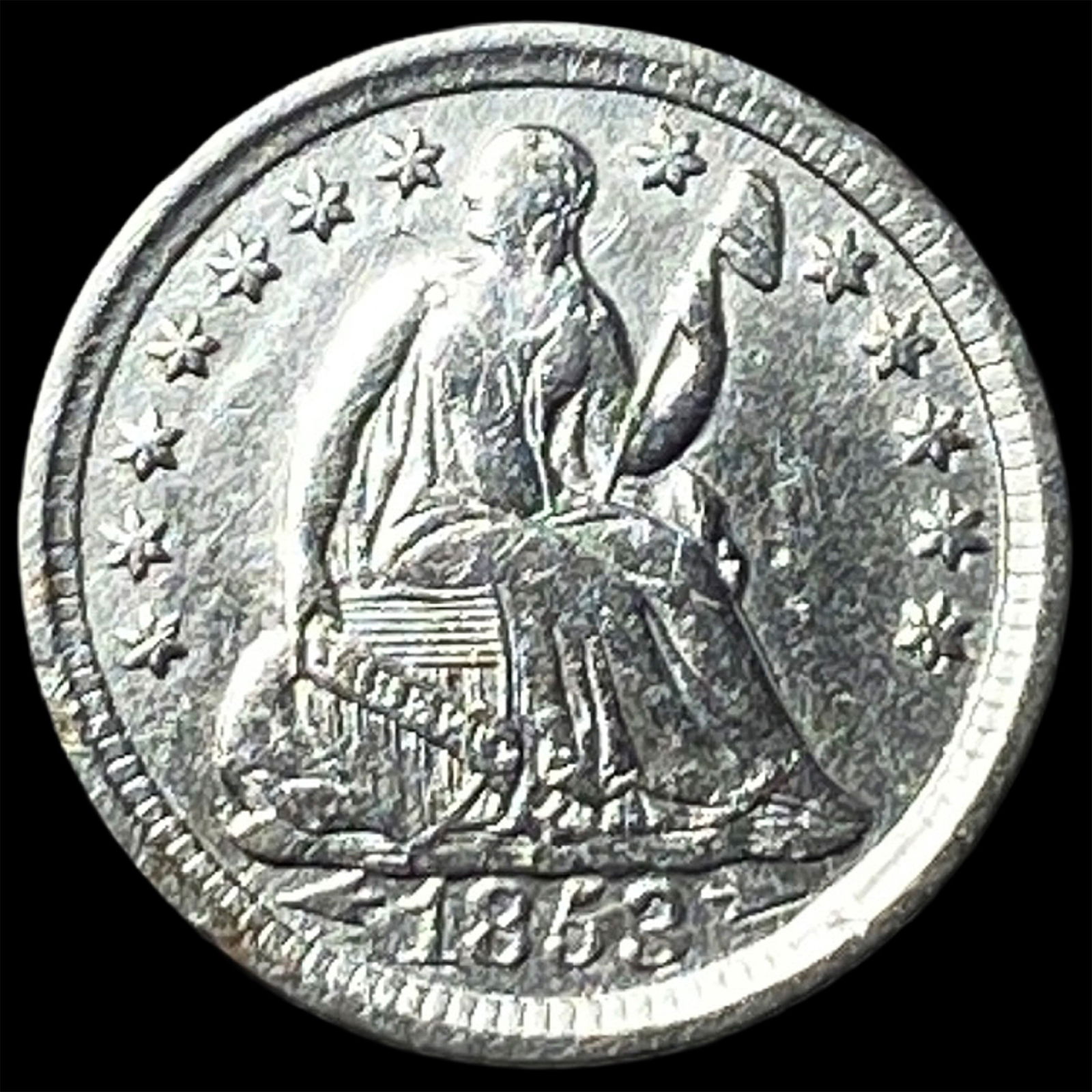 1853 Silver Half Dime CLOSELY UNCIRCULATED (1 of 2)