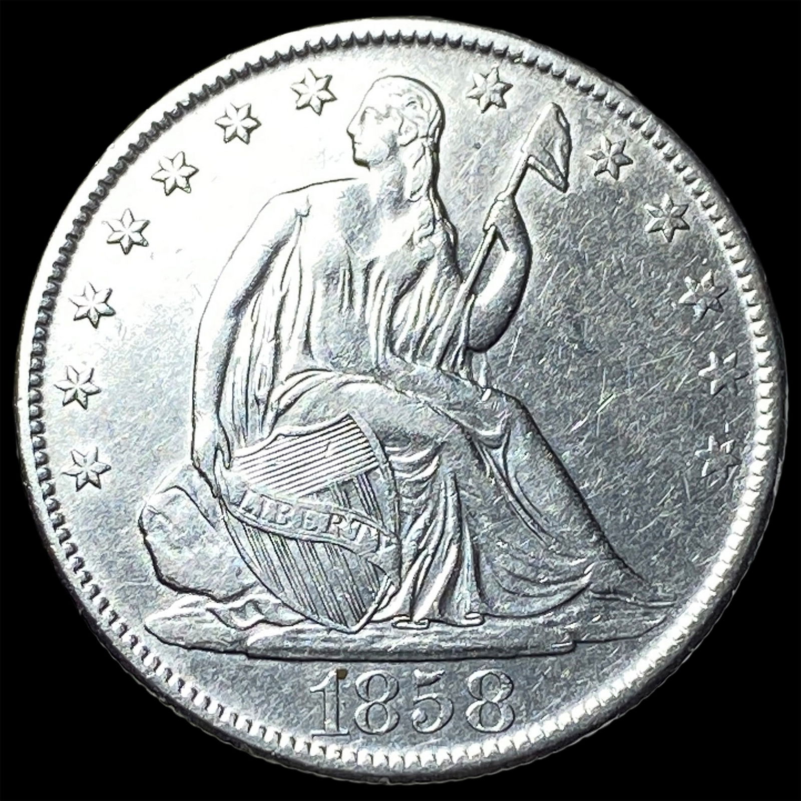 1858-O Silver Half Dollar CLOSELY UNCIRCULATED (1 of 2)