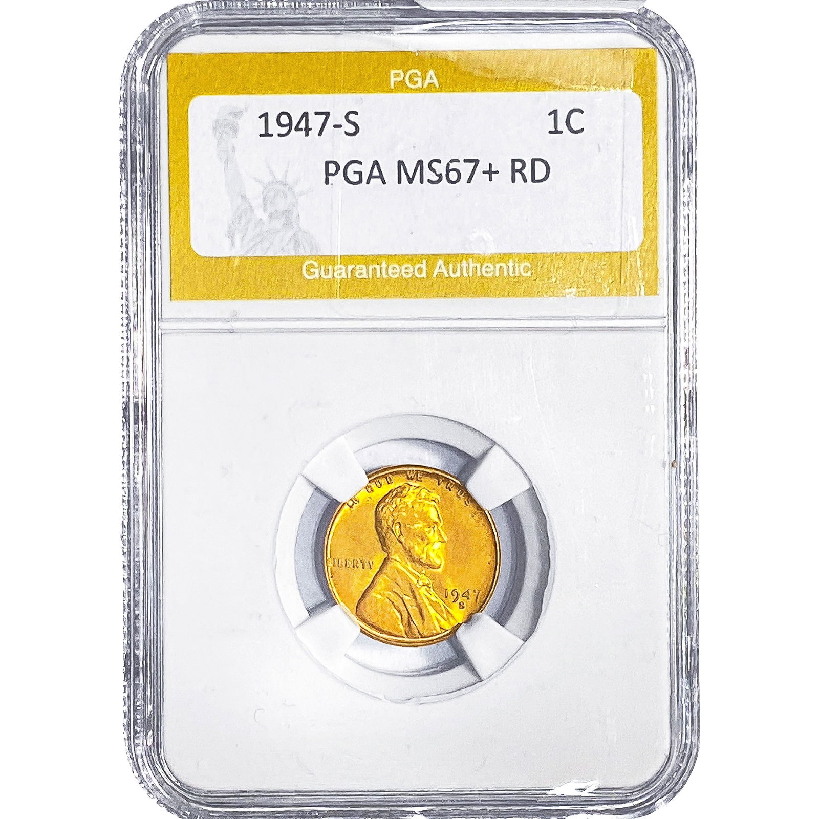 1947-S Wheat Cent PGA MS67+ RD: 1947-S Wheat Cent PGA MS67+ RD