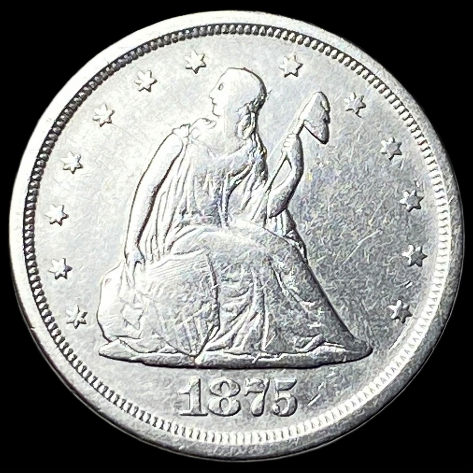 1875-S Silver Twenty Cents ABOUT UNCIRCULATED: 1875-S Silver Twenty Cents ABOUT UNCIRCULATED