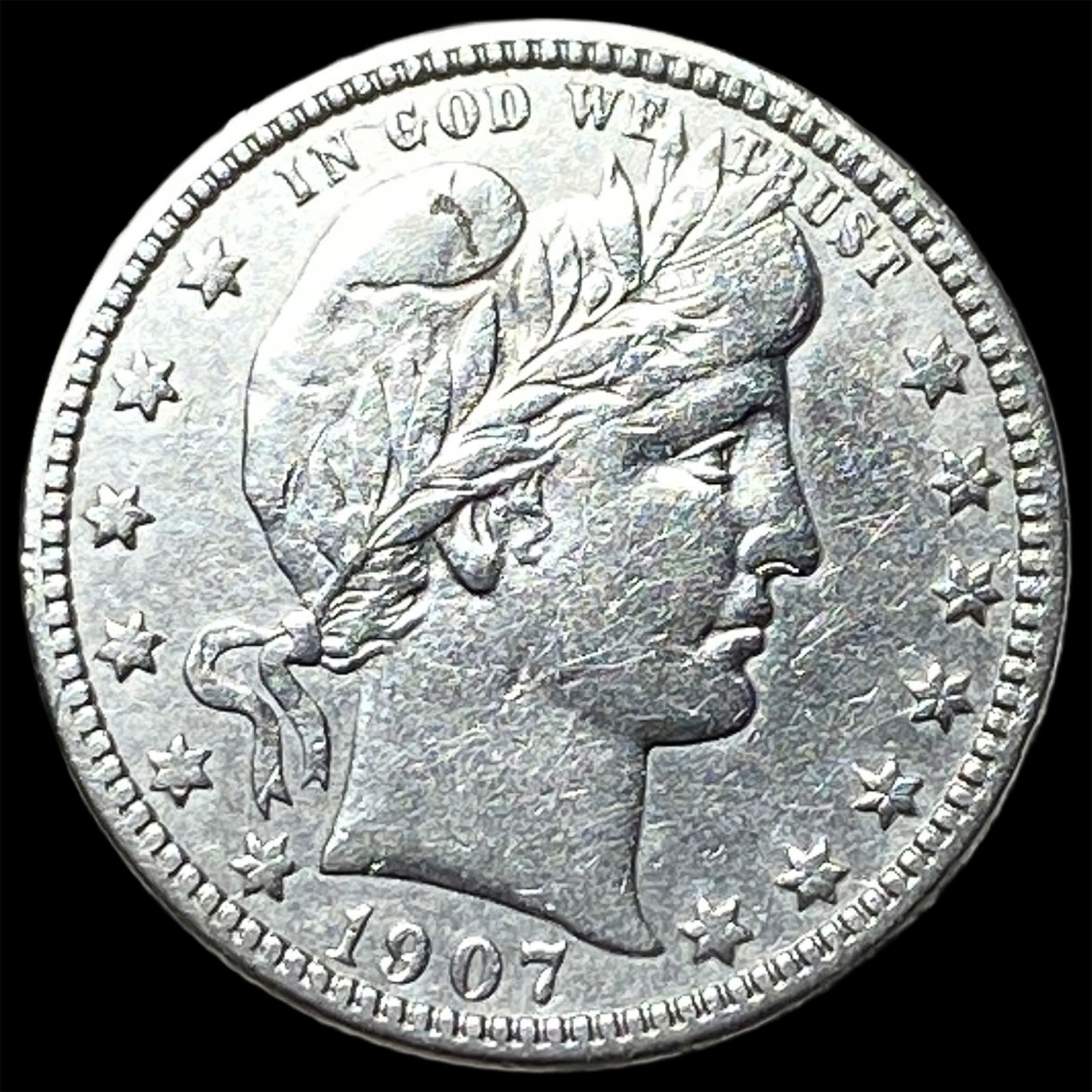 1907-O Silver Barber Quarter NEARLY UNCIRCULATED: 1907-O Silver Barber Quarter NEARLY UNCIRCULATED