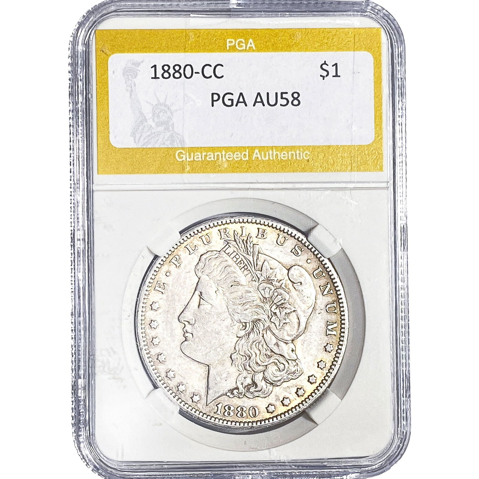 1880-CC Morgan Silver Dollar PGA AU58: 1880-CC Morgan Silver Dollar PGA AU58