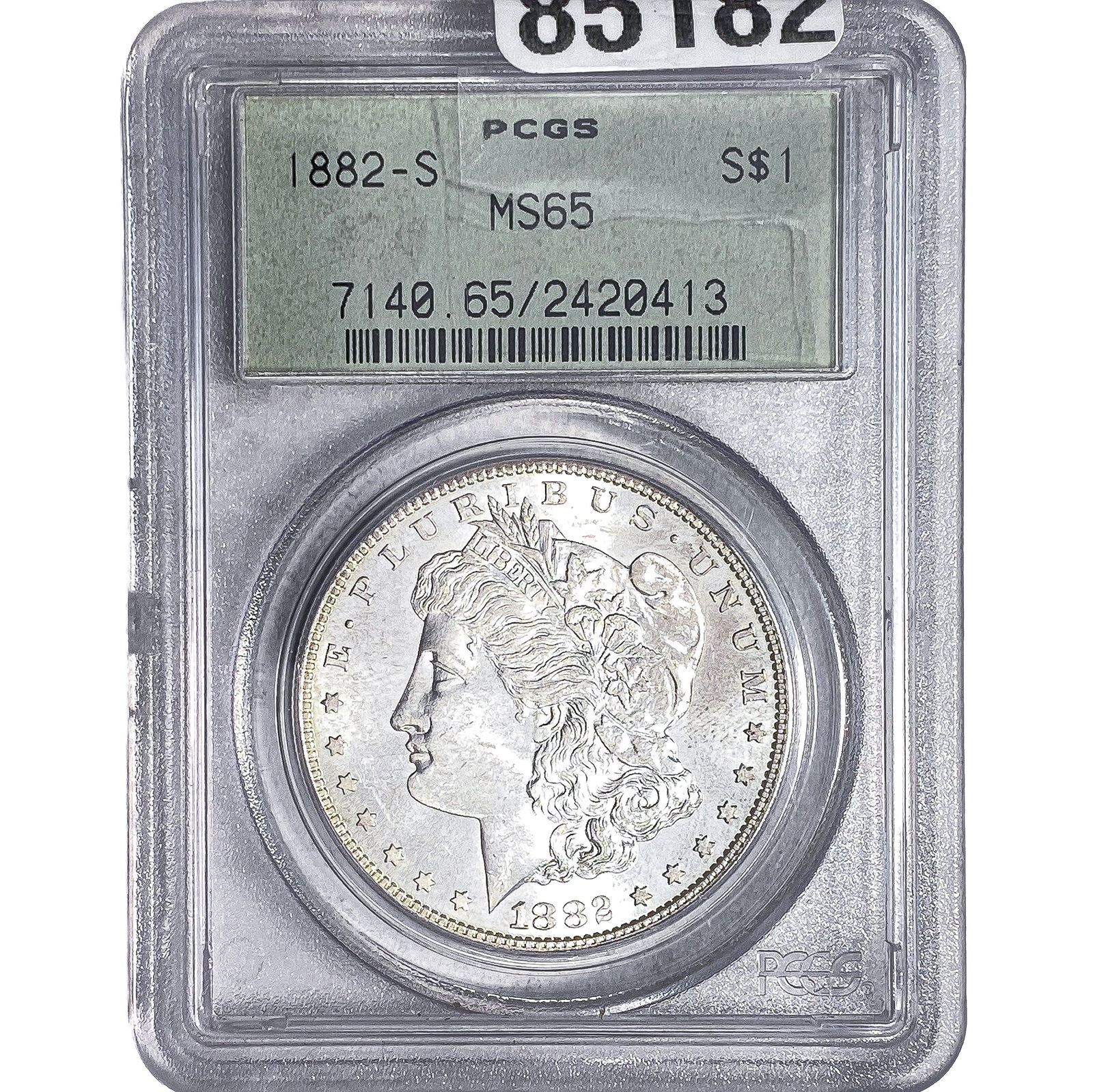 1882-S Morgan Silver Dollar PCGS MS65: 1882-S Morgan Silver Dollar PCGS MS65