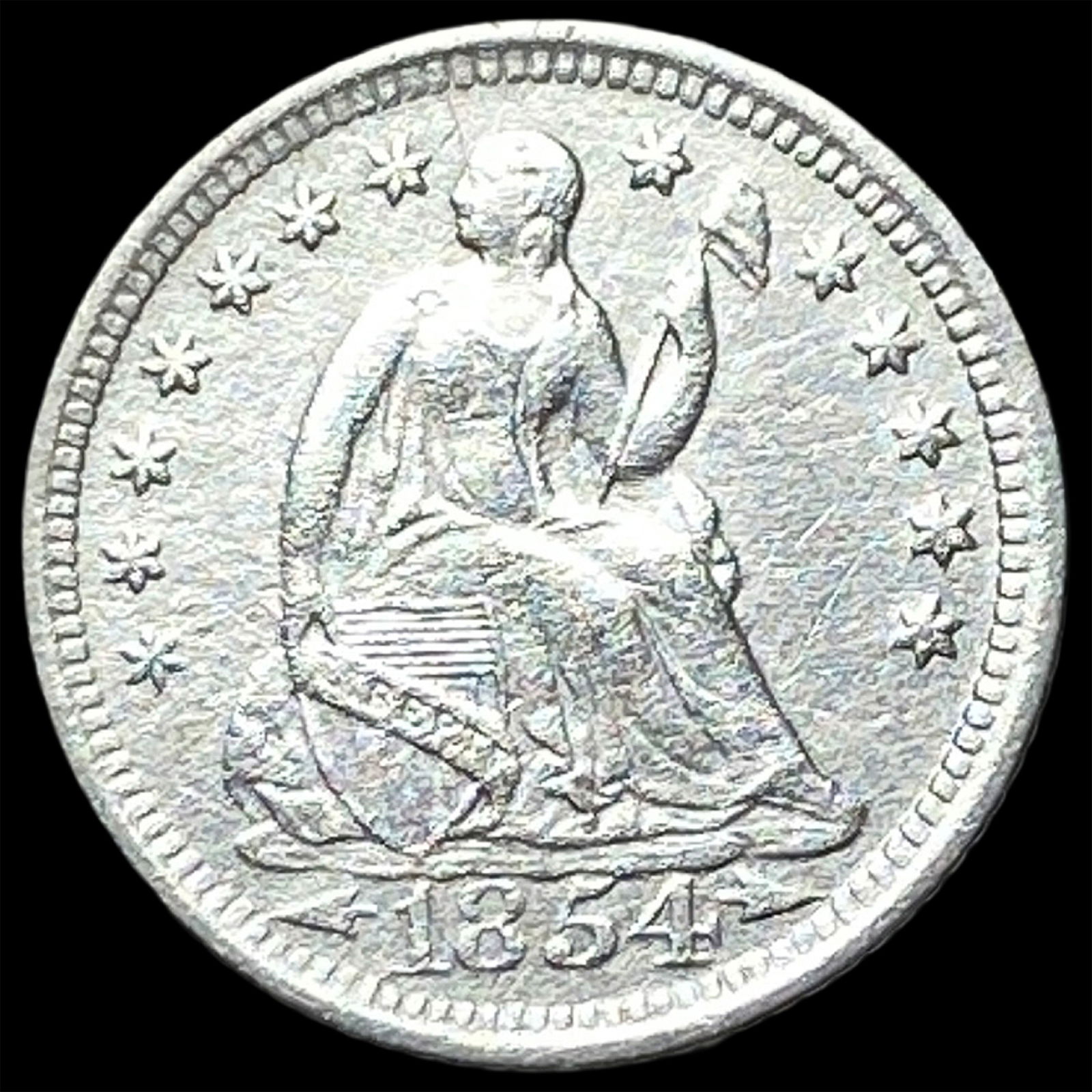 1854-O Silver Half Dime ABOUT UNCIRCULATED: 1854-O Silver Half Dime ABOUT UNCIRCULATED