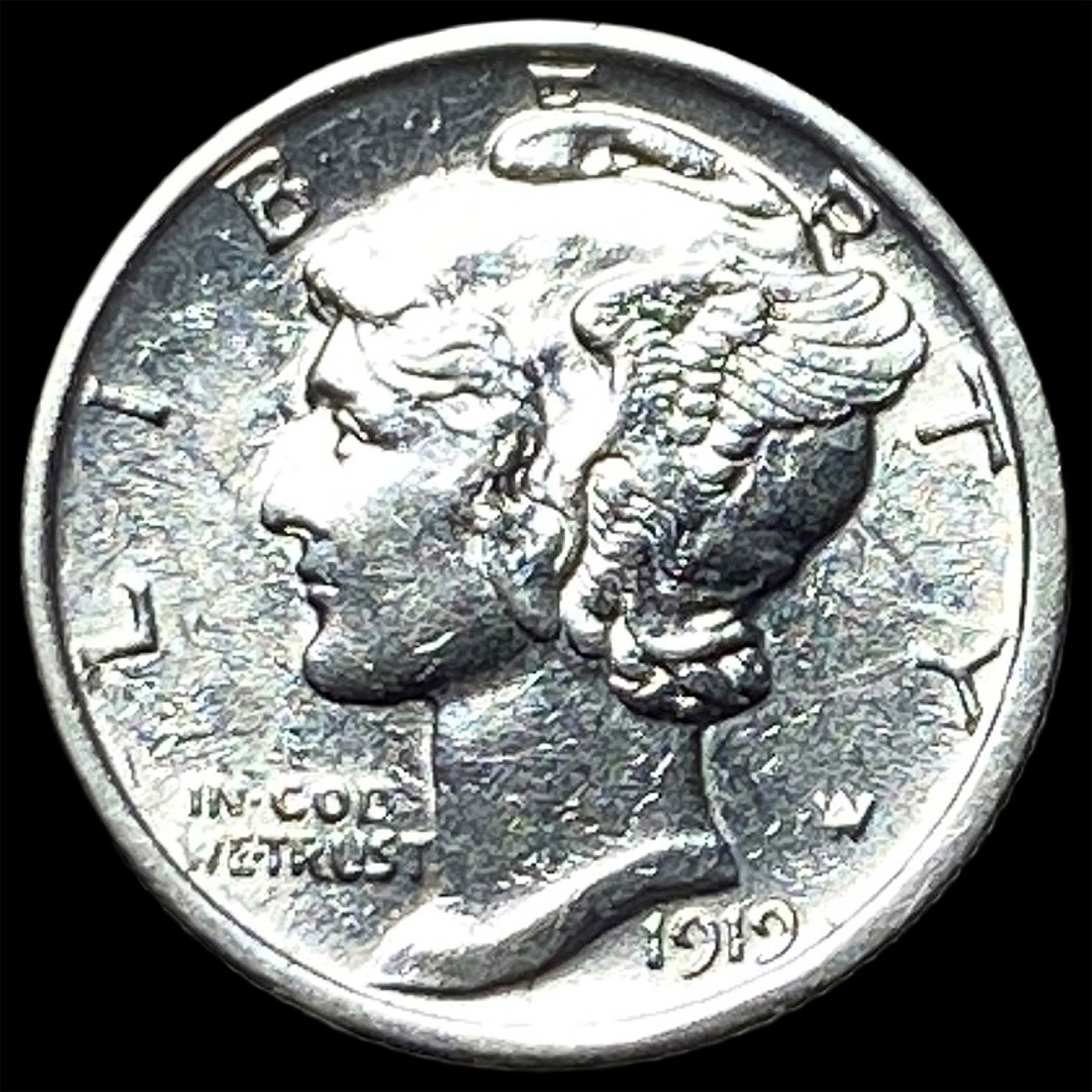 1919-S Silver Mercury Dime CHOICE AU: 1919-S Silver Mercury Dime CHOICE AU