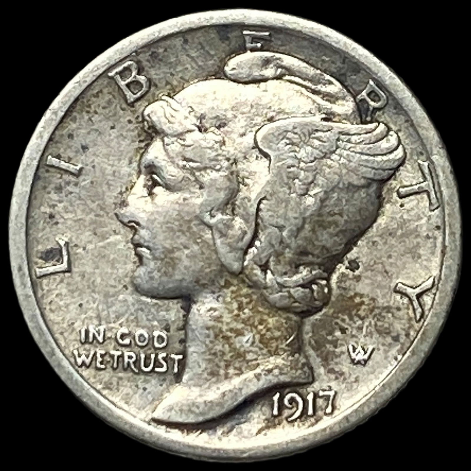 1917-D Silver Mercury Dime CLOSELY UNCIRCULATED (1 of 2)