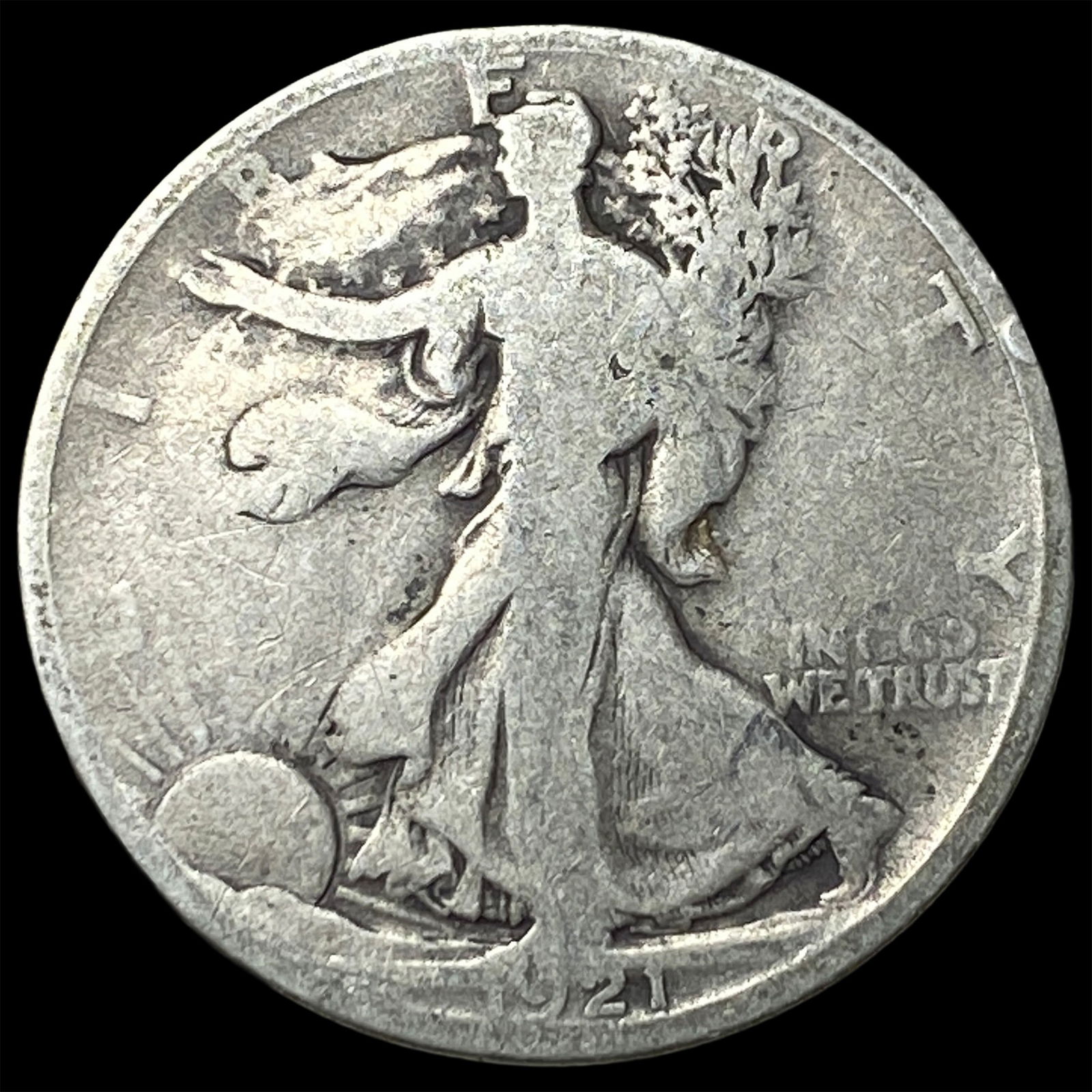 1921-D Silver Walking Liberty Half Dollar NICELY CIRCULATED (1 of 2)