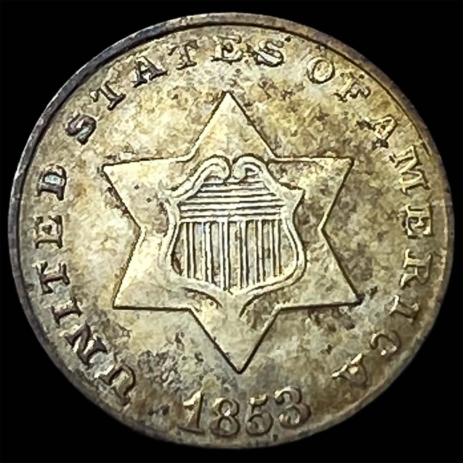 1853 Silver Three-Cent Piece CLOSELY UNCIRCULATED (1 of 2)