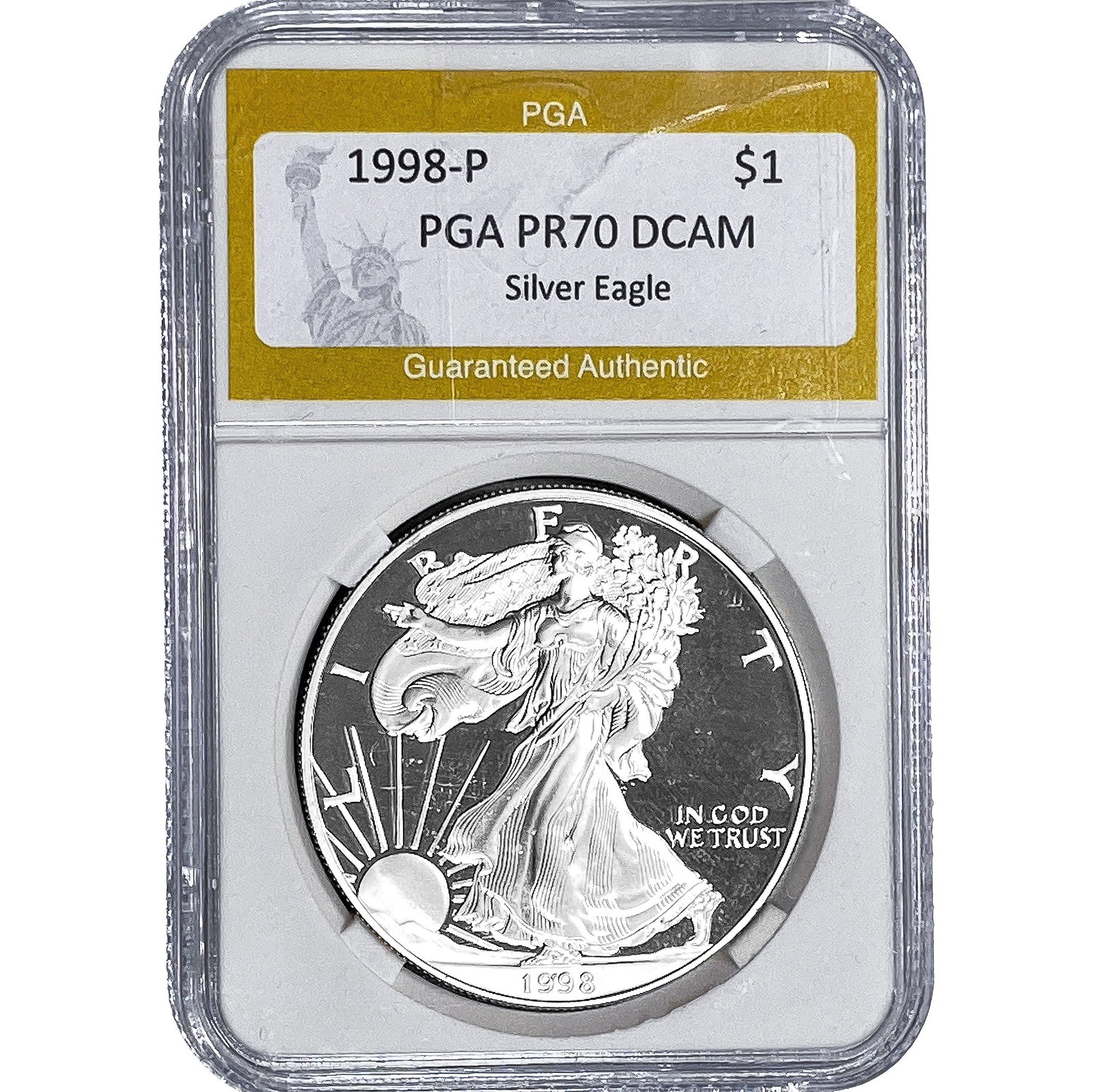 1998-P Silver Eagle PGA PR70 DCAM: 1998-P Silver Eagle PGA PR70 DCAM