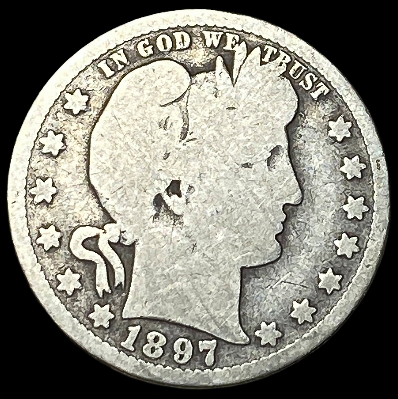 1897-O Silver Barber Quarter NICELY CIRCULATED: 1897-O Silver Barber Quarter NICELY CIRCULATED