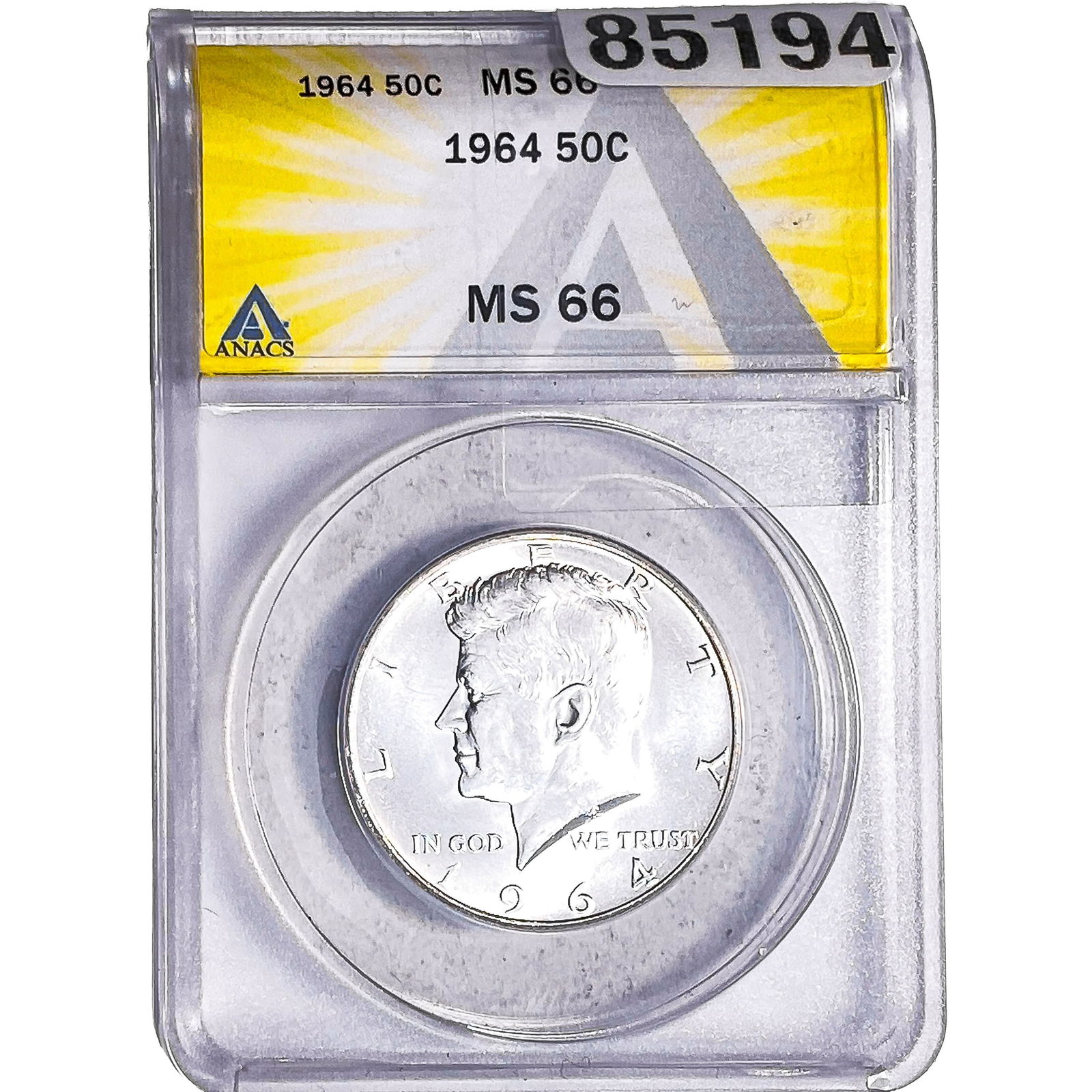 1964 Kennedy Half Dollar ANACS MS66: 1964 Kennedy Half Dollar ANACS MS66