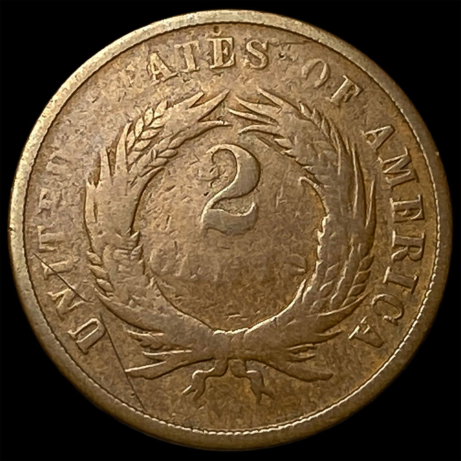 1864 Copper Two-Cent Piece LIGHTLY CIRCULATED - 2