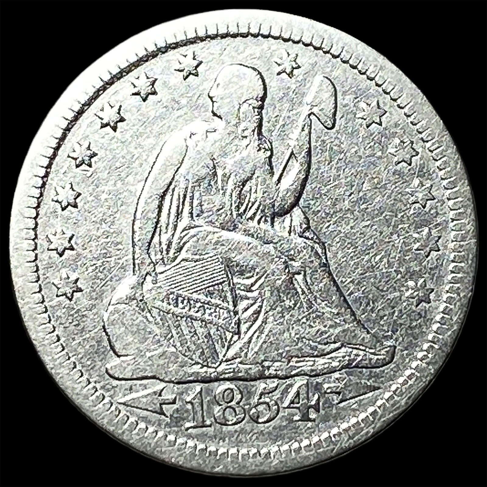 1854 Arrows Seated Liberty Quarter LIGHTLY CIRCULATED: 1854 Arrows Seated Liberty Quarter LIGHTLY CIRCULATED