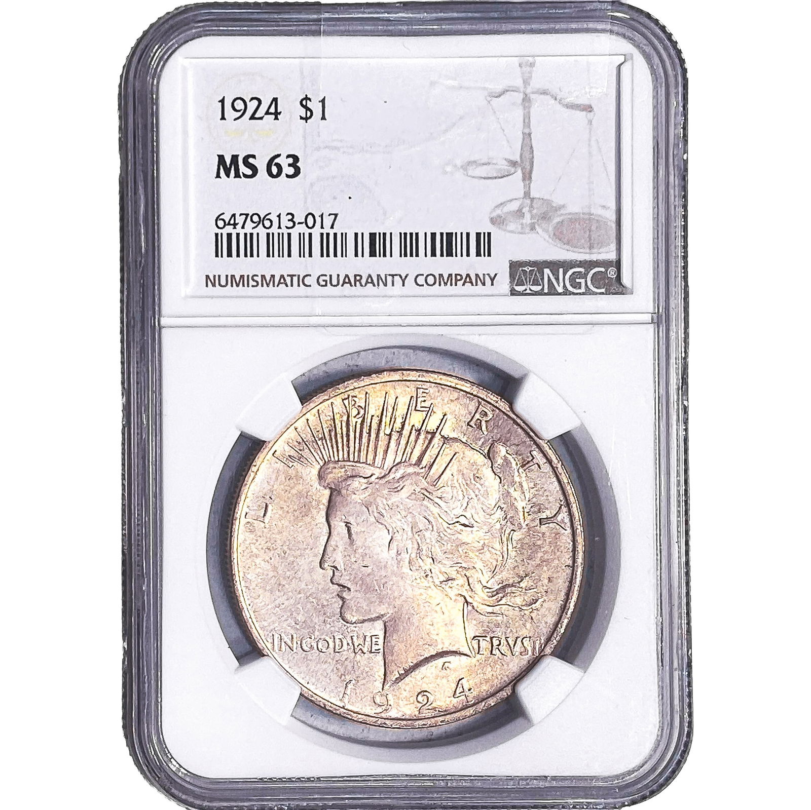 1924 Silver Peace Dollar NGC MS63: 1924 Silver Peace Dollar NGC MS63