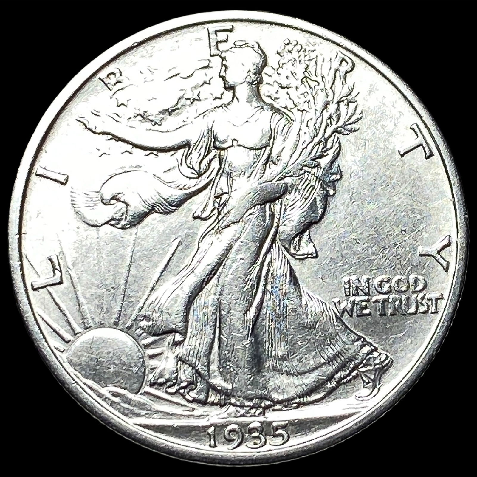 1935-S Silver Walking Liberty Half Dollar CLOSELY UNCIRCULATED: 1935-S Silver Walking Liberty Half Dollar CLOSELY UNCIRCULATED