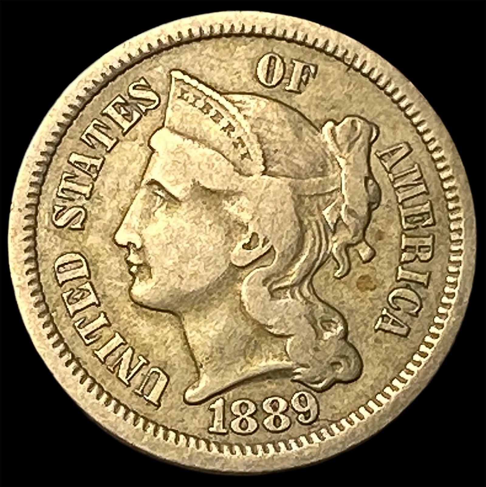 1889 Nickel Three-Cent Piece LIGHTLY CIRCULATED: 1889 Nickel Three-Cent Piece LIGHTLY CIRCULATED