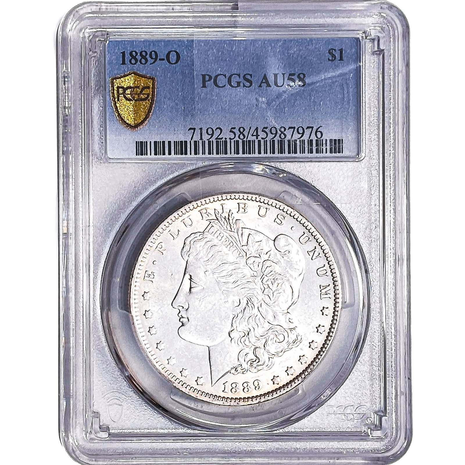 1889-O Morgan Silver Dollar PCGS AU58: 1889-O Morgan Silver Dollar PCGS AU58