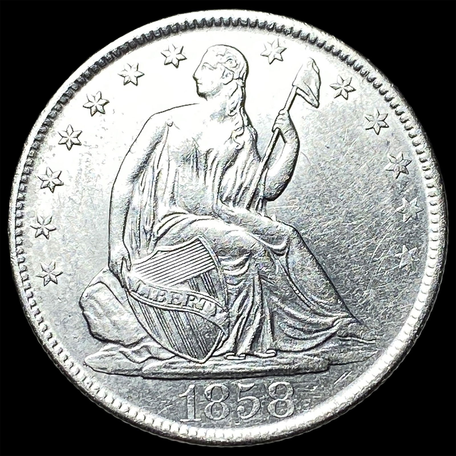 1858-O Silver Half Dollar CLOSELY UNCIRCULATED (1 of 2)