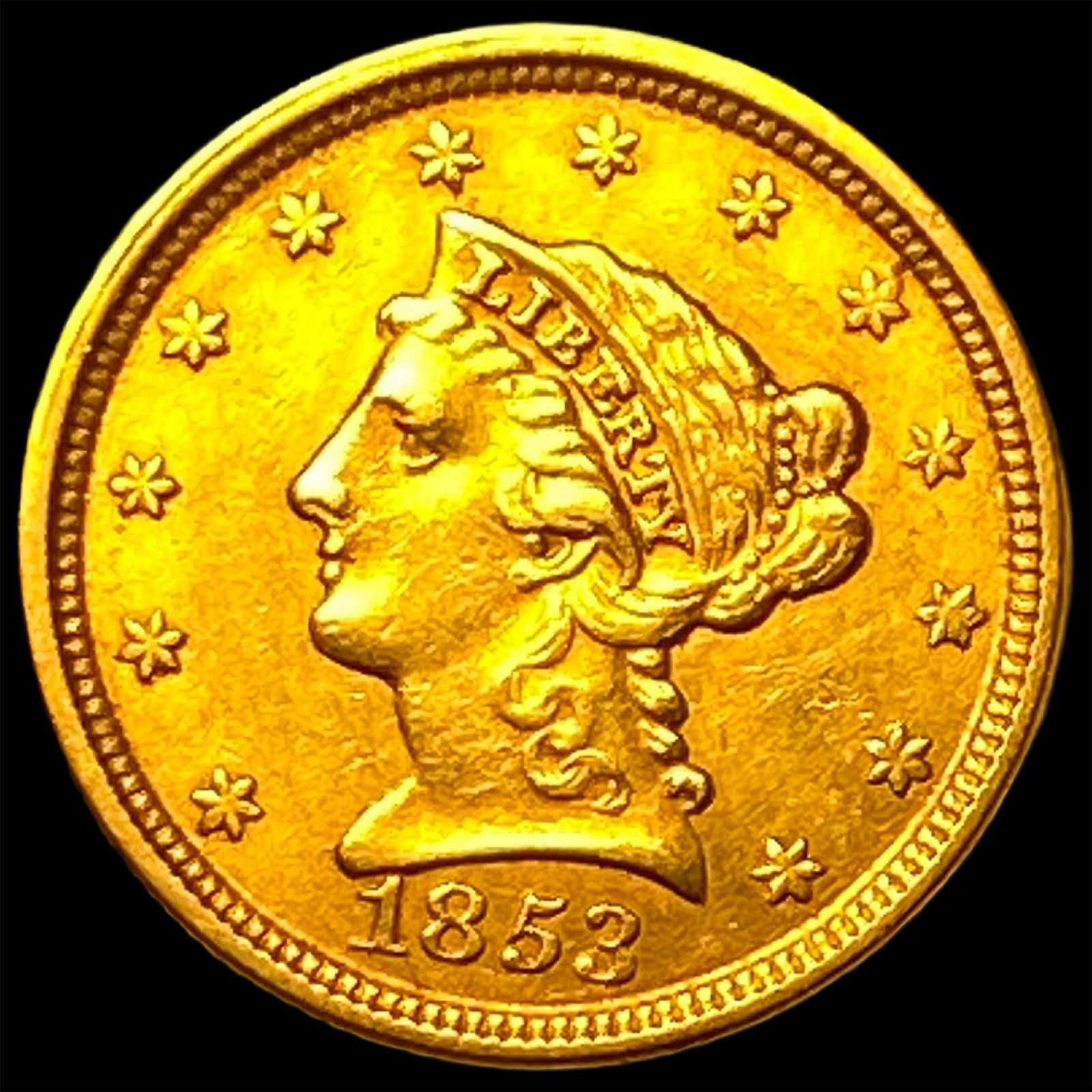 1853 Liberty Head Gold Quarter Eagle $2.50 CLOSELY UNCIRCULATED: 1853 Liberty Head Gold Quarter Eagle $2.50 CLOSELY UNCIRCULATED